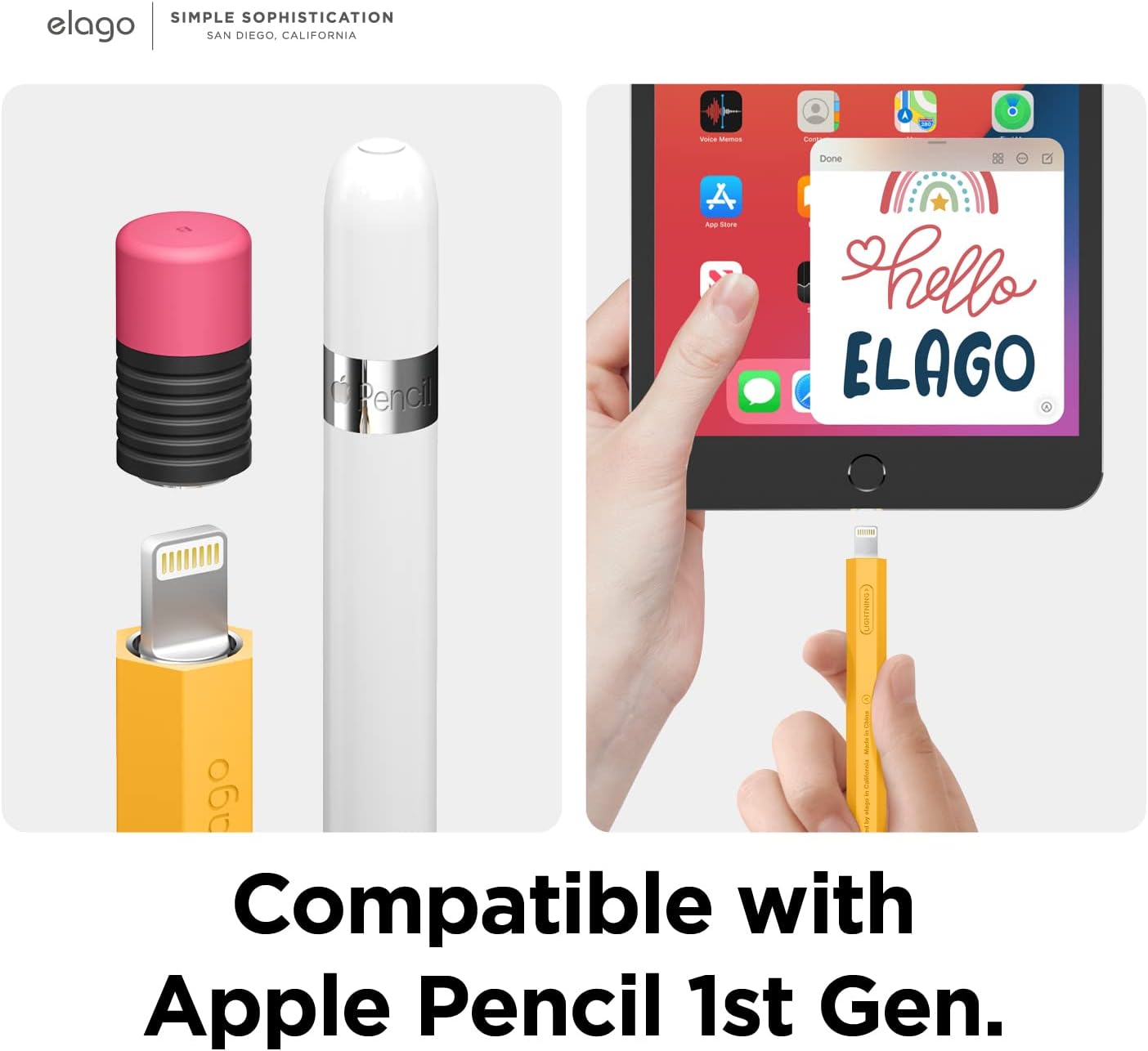 elago Classic Pencil Case Compatible with Apple Pencil 1st Generation, Classic Design, Durable Silicone (Yellow)