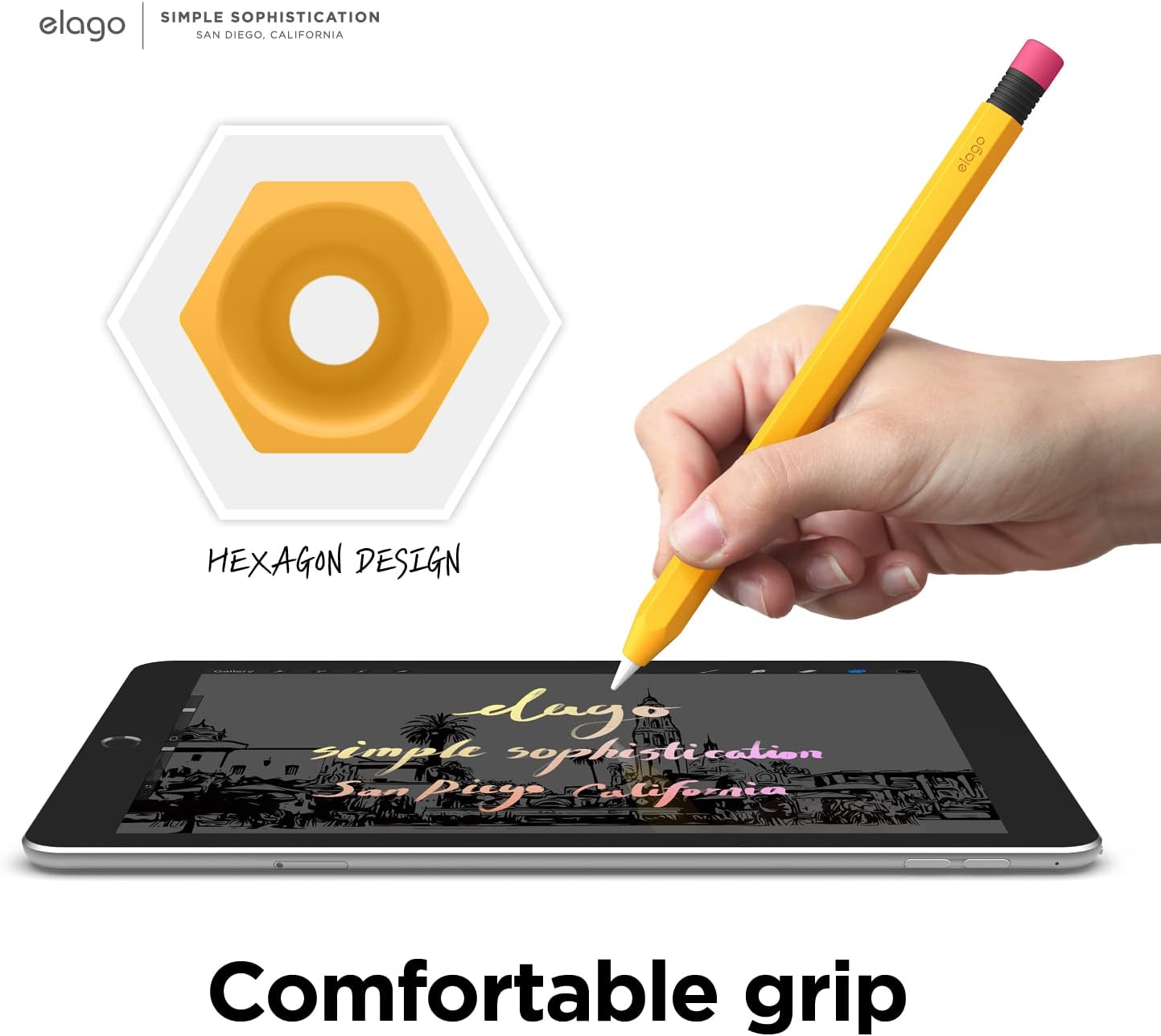 elago Classic Pencil Case Compatible with Apple Pencil 1st Generation, Classic Design, Durable Silicone (Yellow)