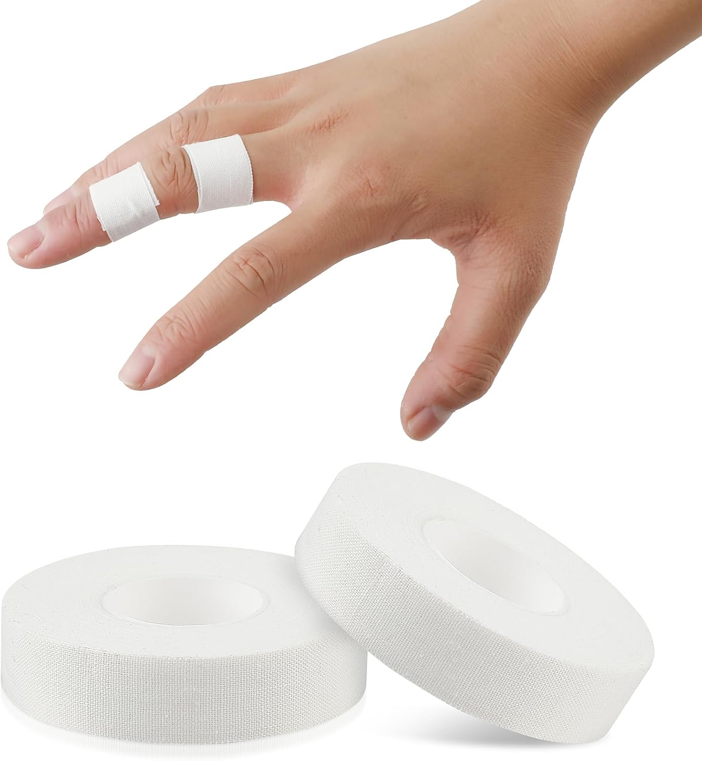Finger Tape, White Extra Strong 0.6-Inch x 32-feet Athletic Tape for Fingers Feet Sweat Volleyball Finger Tape for Outdoor Sports Climbing Football (2)