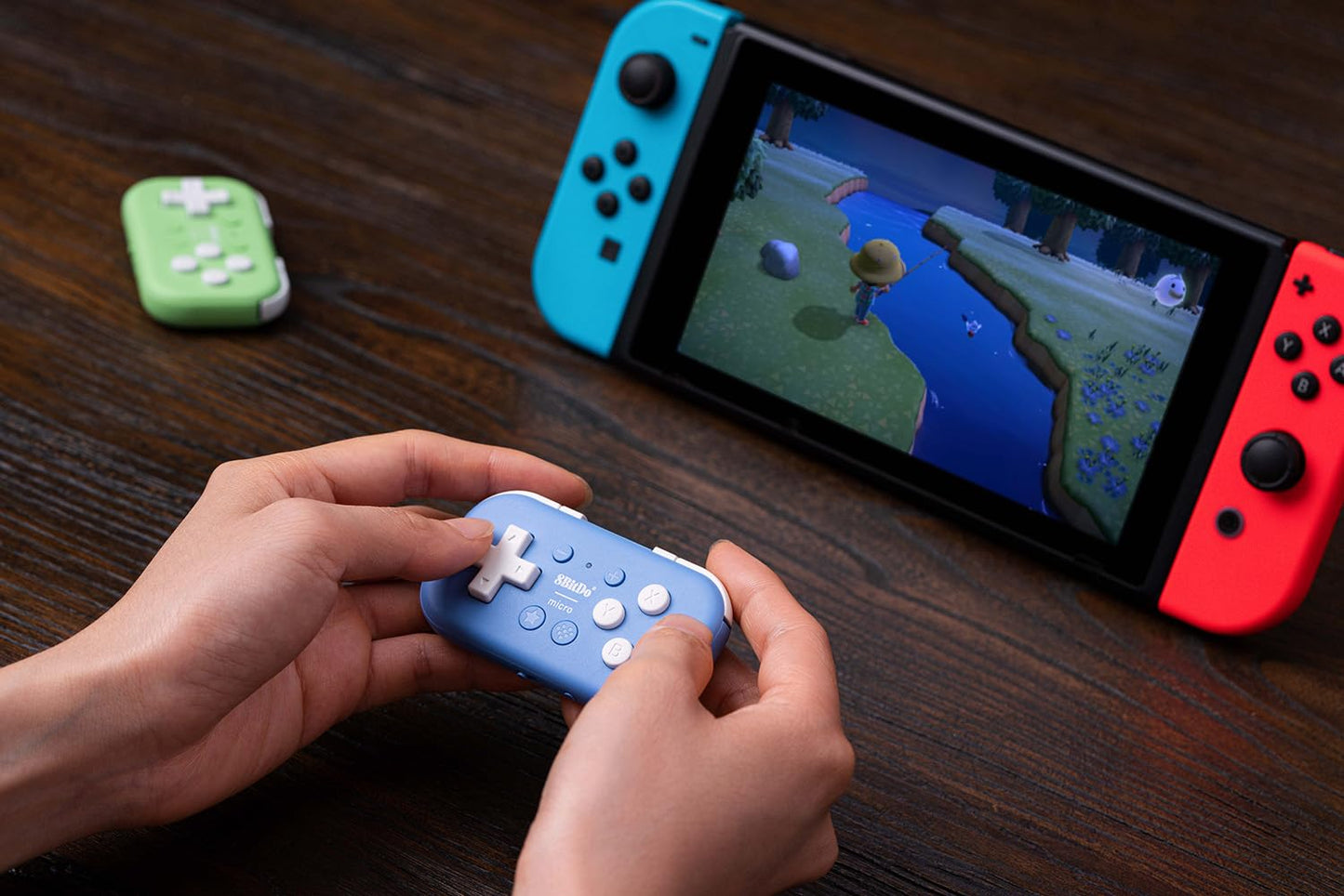 8Bitdo Micro Bluetooth Gamepad Pocket-sized Mini Controller for Switch, Android, and Raspberry Pi, Supports Keyboard Mode (Blue)