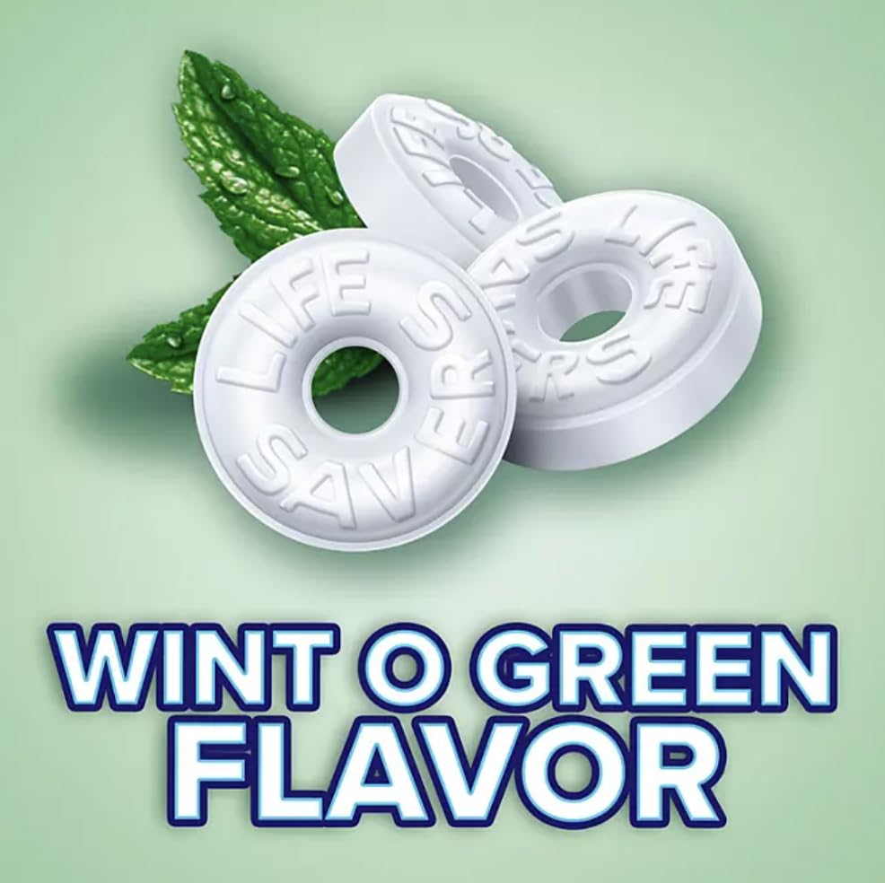 Lifesavers Wint O Green Individually Wrapped Mints - Bulk 3.5lbs w/CC's Sweets & Snacks Bag Clip