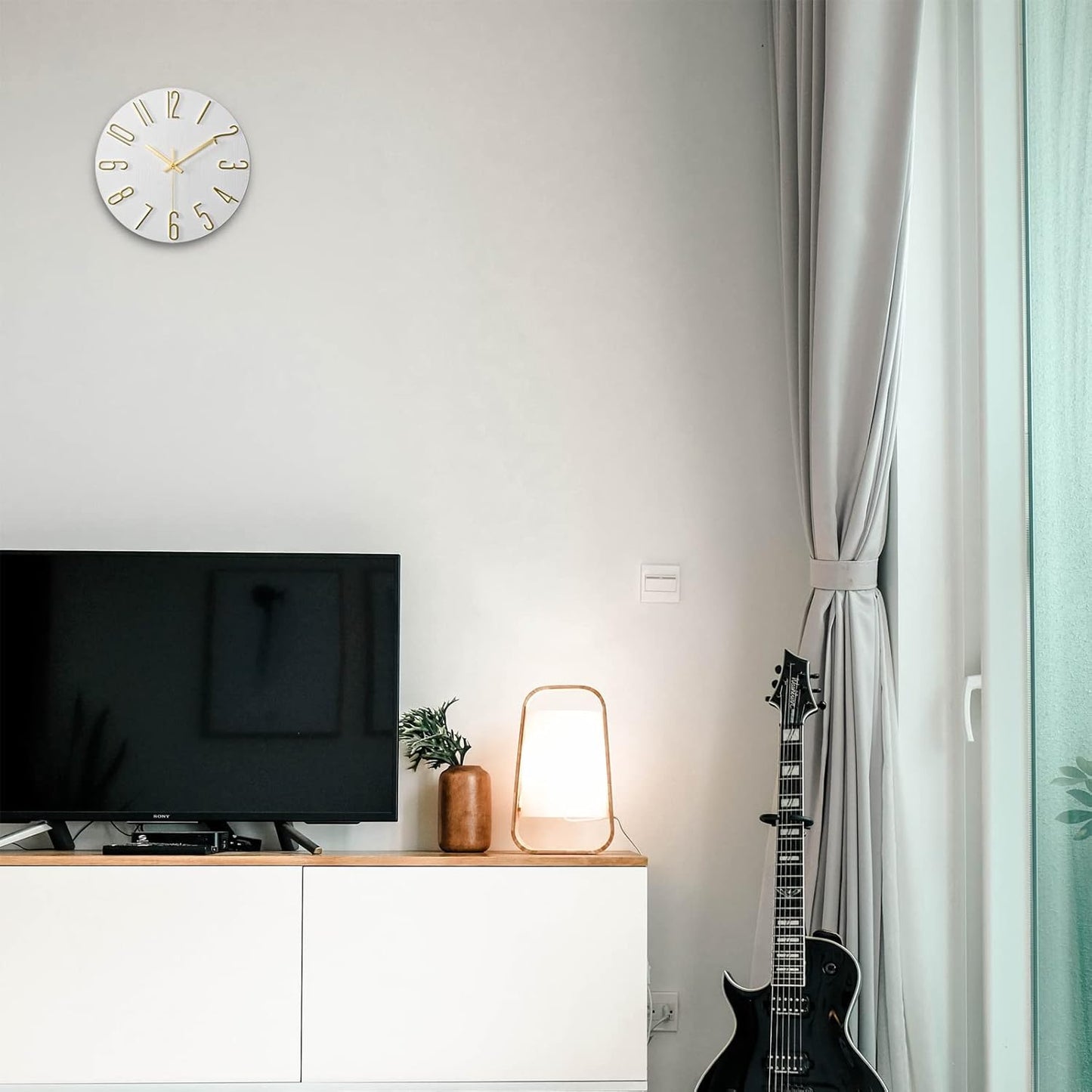 12 Inch Wall Clock Silent Non Ticking, Preciser Modern Style Decor Clock for Home, Office, School, Kitchen, Bedroom, Living Room (White)