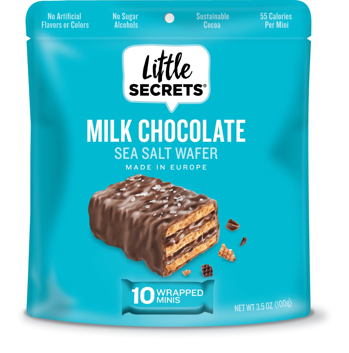 Little Secrets | Milk Chocolate Crispy Wafers | 10 Minis | Made in Europe | Nothing Artificial & No Sugar Alcohols | Sustainable Cocoa | 3.5 Ounce, Pack of 1