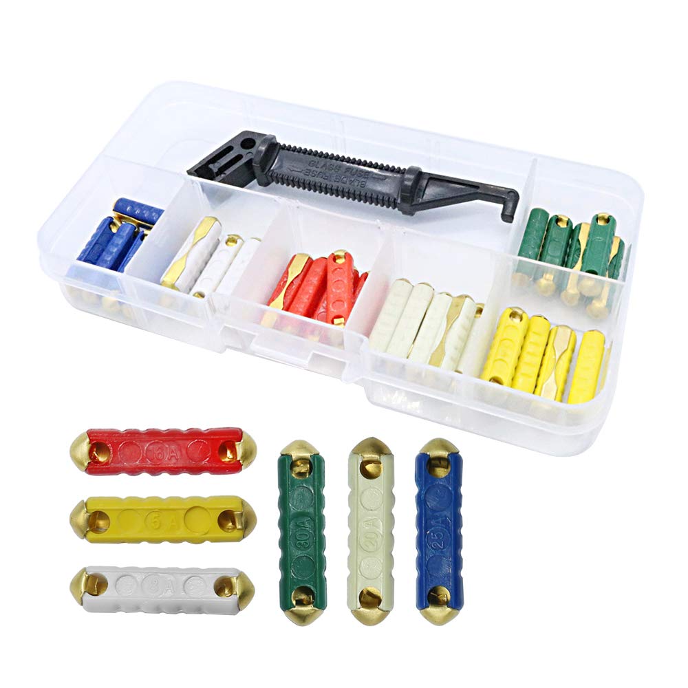 30 Pcs and 1Pc Fuse Box Assortment Bakelite Auto Fuses Replacement for GBC European Automotive 5A 8A 16A 20A 25A 30A