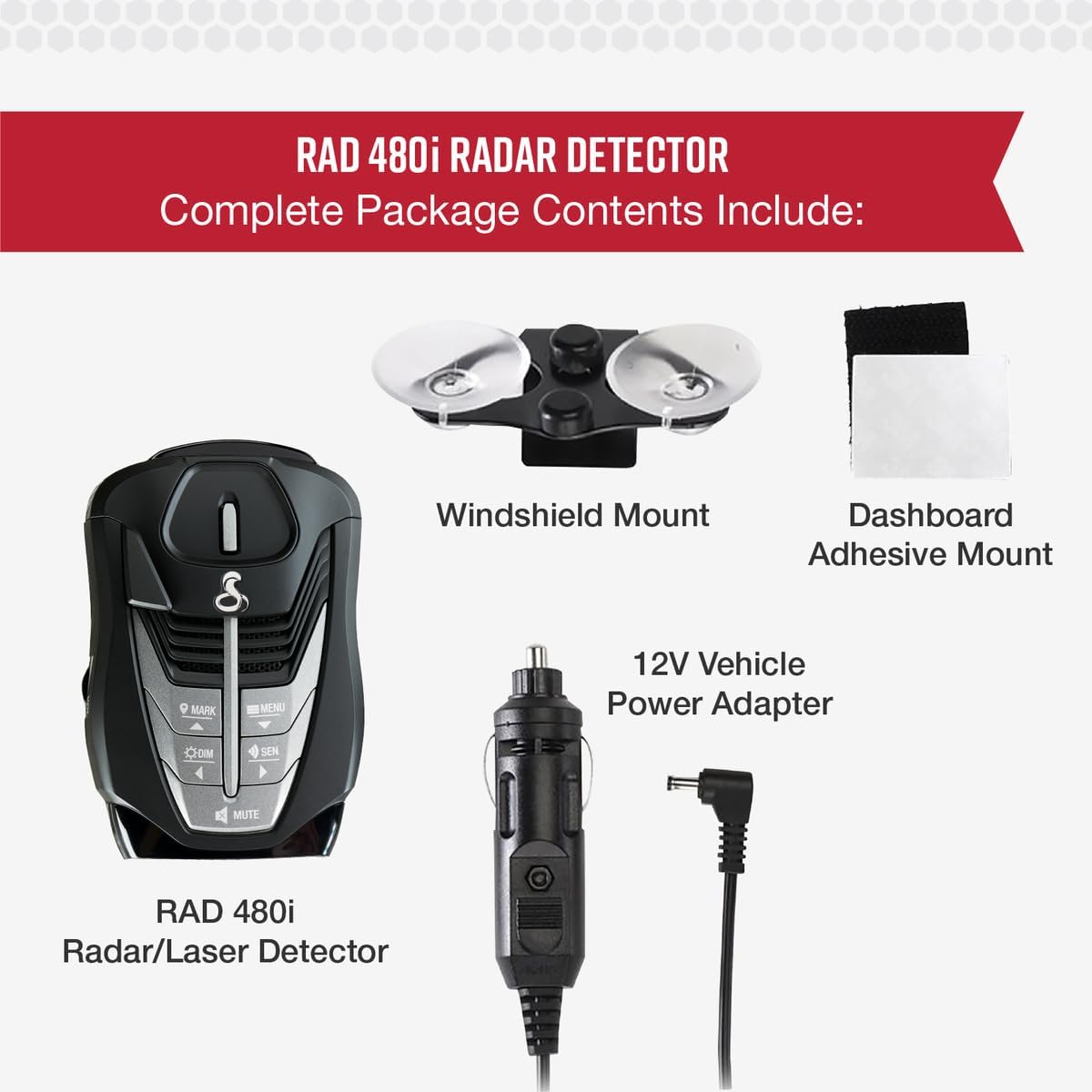 Cobra RAD 480i Laser Radar Detector – Long Range Detection, Bluetooth, Drive Smarter® App, LaserEye Front and Rear Detection, Digital Signal Processing, Black