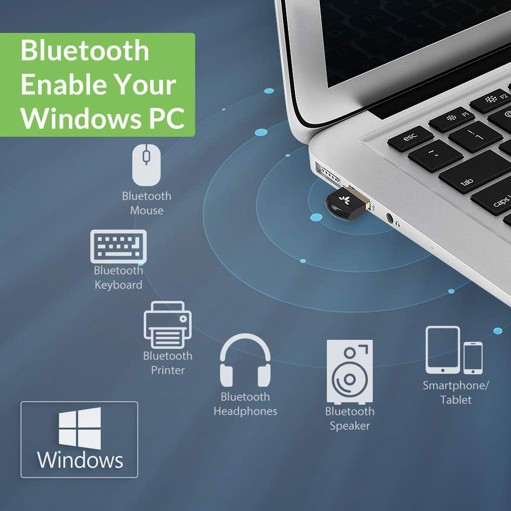 Avantree DG45 - USB Bluetooth 5.0 Adapter for PC, Bluetooth Dongle for Computer Desktop Laptop, Wireless Transfer for Bluetooth Headphones Speakers Keyboard Mouse Printers Windows 11/10/8.1/8