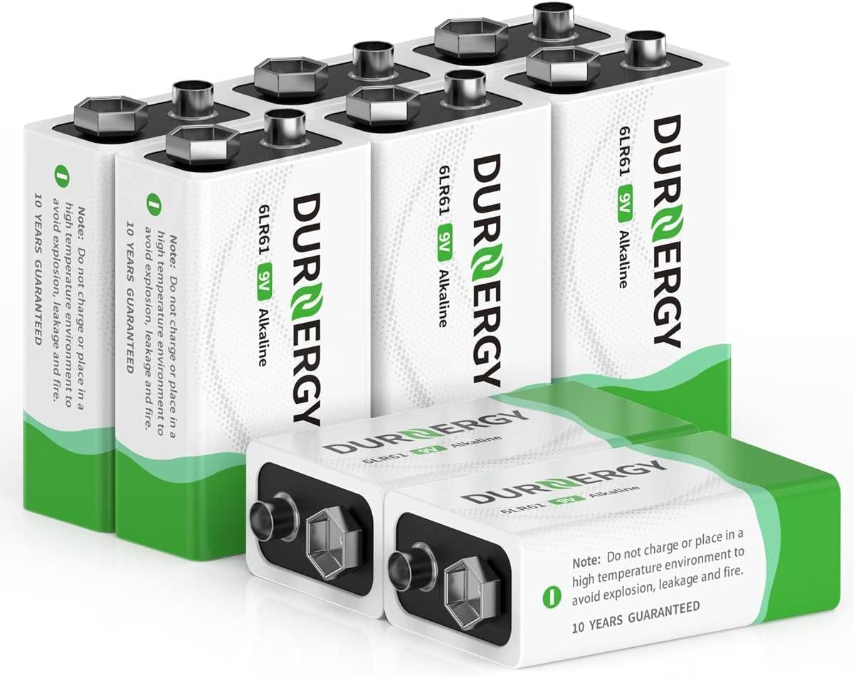 9V Batteries, 9 Volt Batteries 8 Pack,10-Year Shelf Life, 9V Batteries for Smoke Alarms, Guitar Pedals, Microphone, Smoke Detector Battery, Square Batteries 6LR61 9V Alkaline Batteries