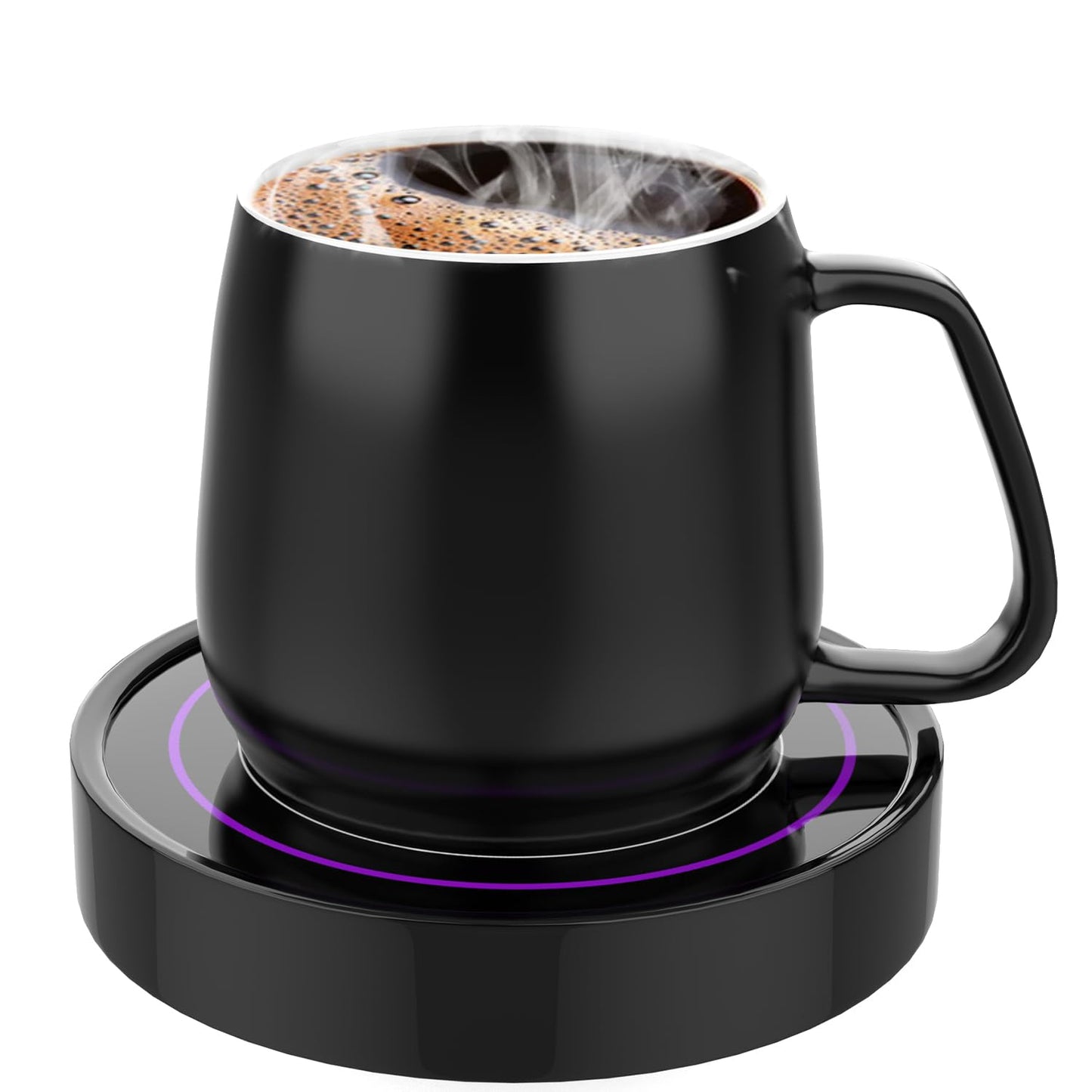 Coffee Warmer with Mug Set - Electric Beverage Cup Warmer for Desk Office Home Use, Candle Warmer Heating Plate with Gravity Switch Auto Shut Off (Up to 131F/55C), 12oz (Purple Set)