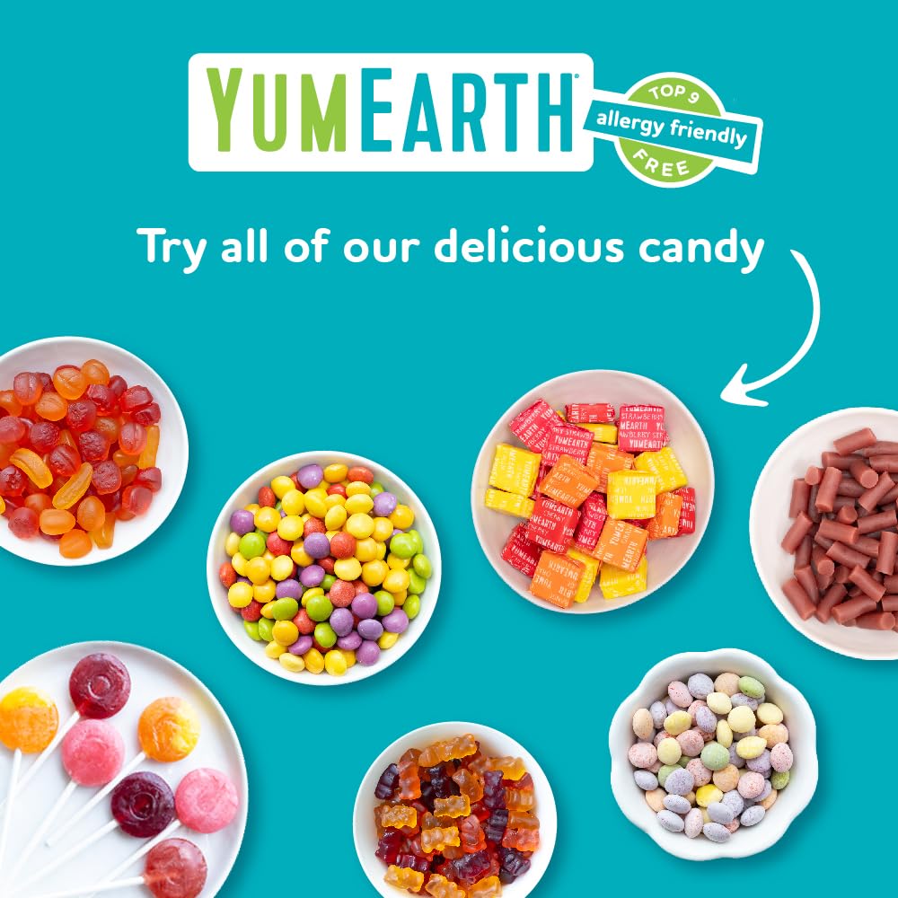 YumEarth Organic Giggles Chewy Candy - Allergy Friendly (Top 9 Free), No Artificial Dyes or Flavors, Non GMO, Gluten Free, Vegan - Individually Wrapped Fruity Snack Packs - 0.5 Ounce (Pack of 10)