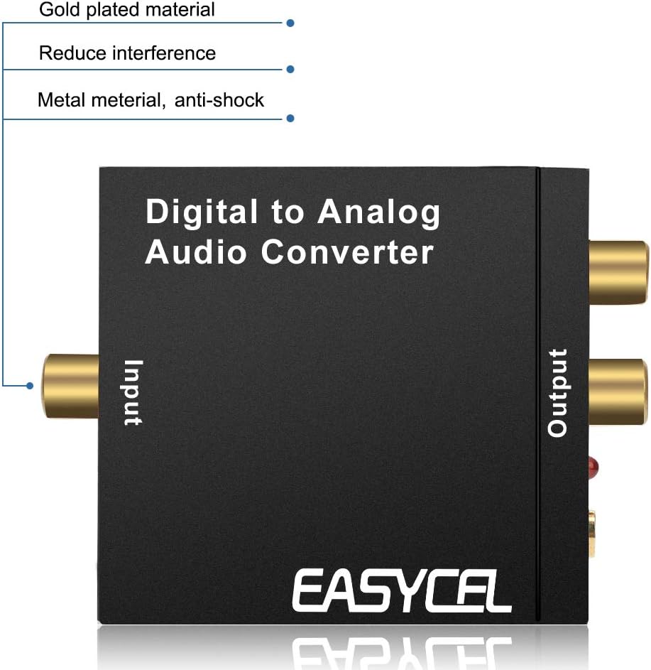 Audio Digital to Analog Converter DAC with 3.5mm Jack, Optical SPDIF Toslink Coaxial to Analog Stereo L/R Converter with Optical Cable and Power Adapter for PS3 PS4 Xbox Roku
