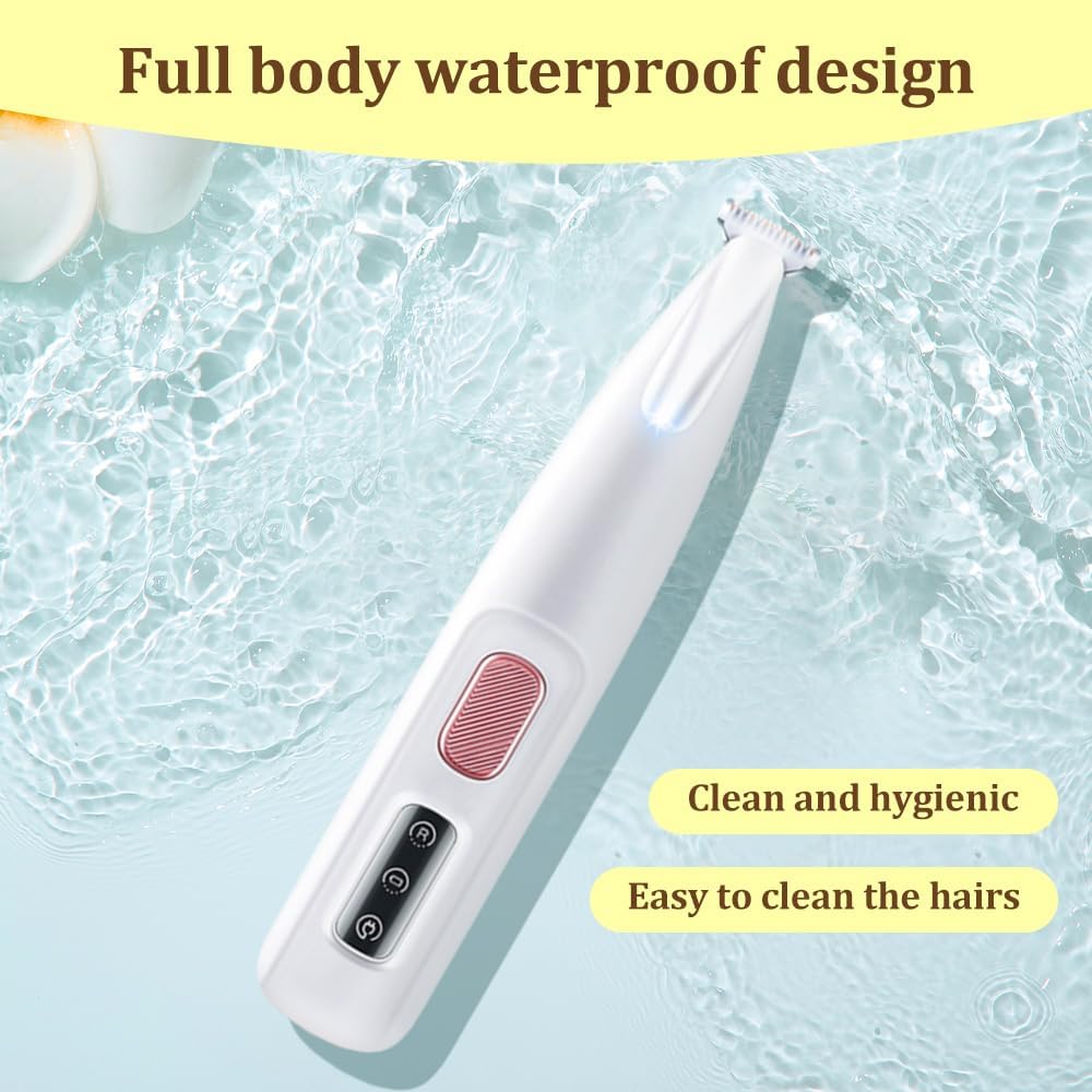 Yilia Upgrade Pet Micro Precision Trimmer, Multifunctional Pet Hair Clippers for Grooming with LED Light, Low Noise Waterproof Rechargeable Pet Paw Trimmer for Pet Paws, Eyes, Ears, Face, Rump (1PC)