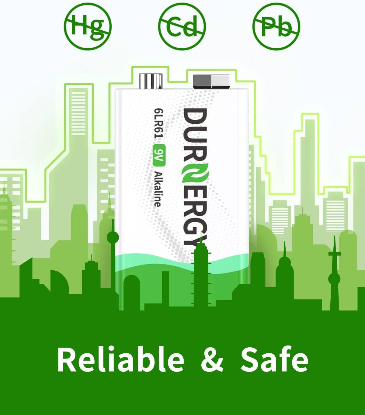 9V Batteries, 9 Volt Batteries 8 Pack,10-Year Shelf Life, 9V Batteries for Smoke Alarms, Guitar Pedals, Microphone, Smoke Detector Battery, Square Batteries 6LR61 9V Alkaline Batteries