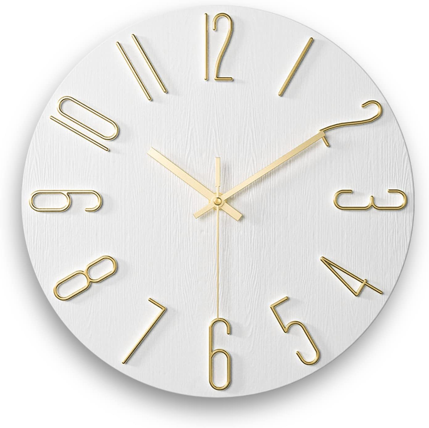12 Inch Wall Clock Silent Non Ticking, Preciser Modern Style Decor Clock for Home, Office, School, Kitchen, Bedroom, Living Room (White)