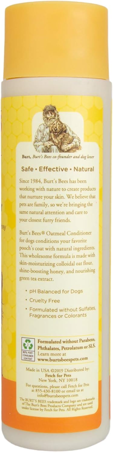 Burt's Bees for Pets Oatmeal Dog Conditioner with Colloidal Oat Flour & Honey - Soothing and Moisturizing Conditioner for Dogs with Dry Skin and Coat, Dog Grooming Supplies, 10 Fl Oz