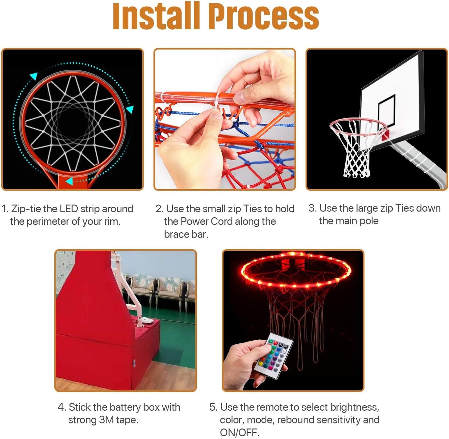 Waybelive LED Basketball Hoop Lights, Remote Control Basketball Rim LED Light, 16 Color Change by Yourself, Waterproof, Super Bright to Play at Night Outdoors, Good Gift for Kids