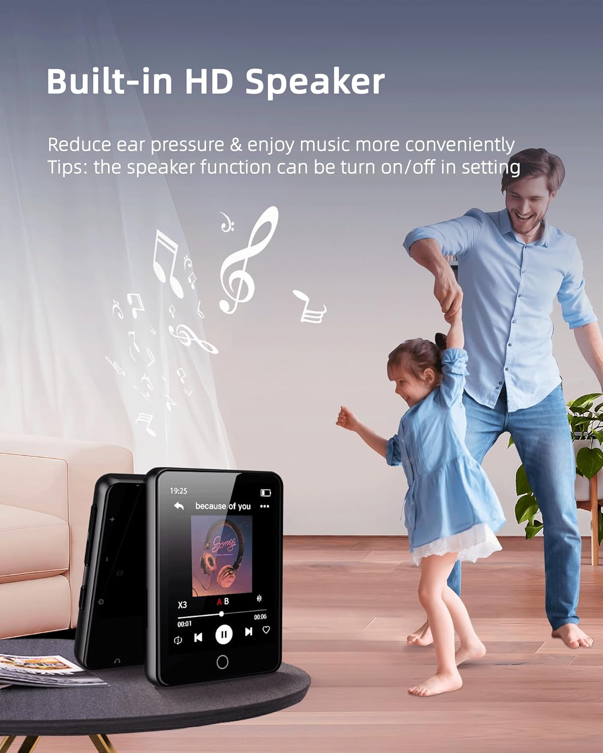 80GB MP3 Player with Bluetooth 5.3, Portable 2.4" Full Touch Screen Music Player for Kids, with HiFi Lossless Sound Speaker,Dictionary,Video,FM Radio,Voice Recorder,E-Book Function,Earphones Included