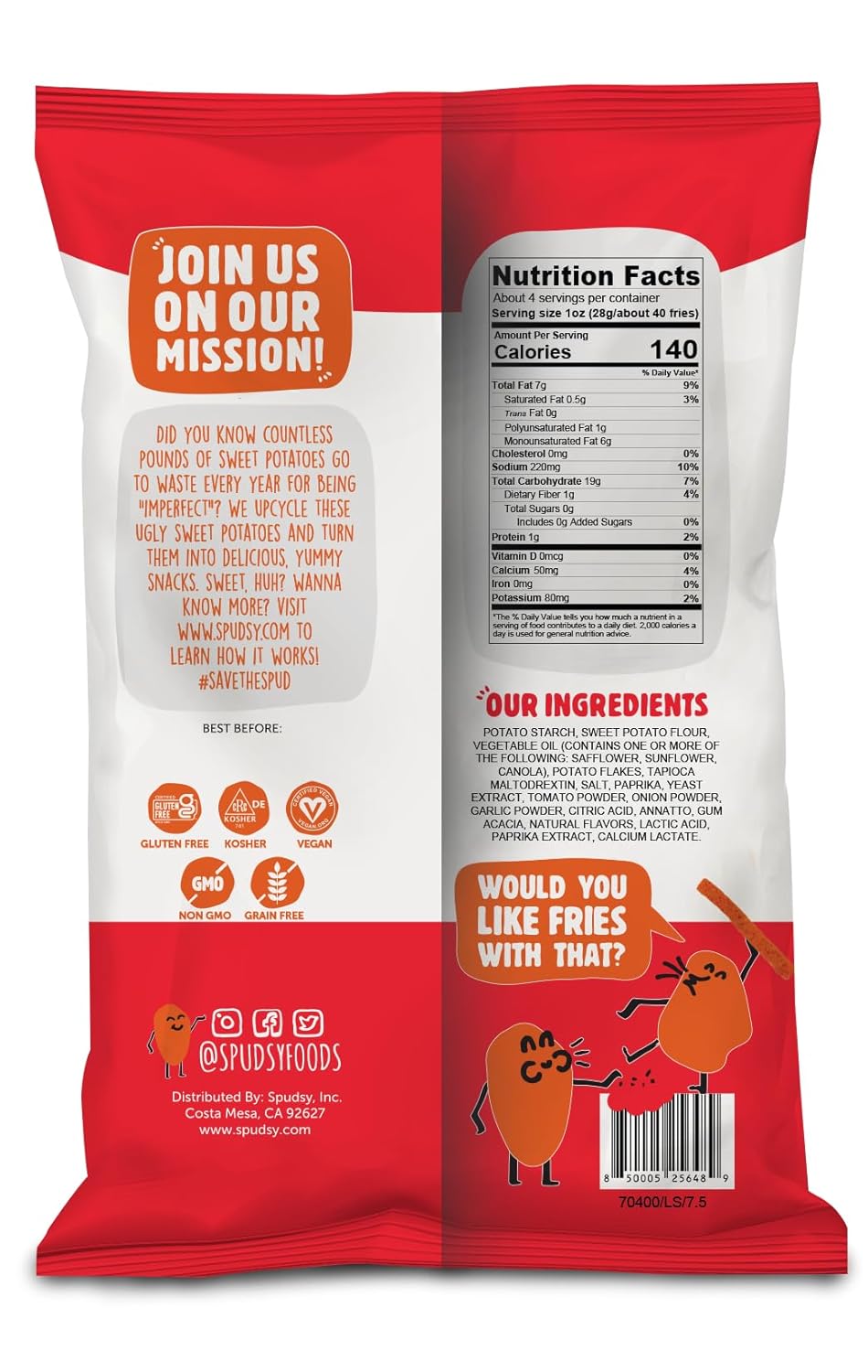Spudsy Hot Sweet Potato Fries, 4 OZ