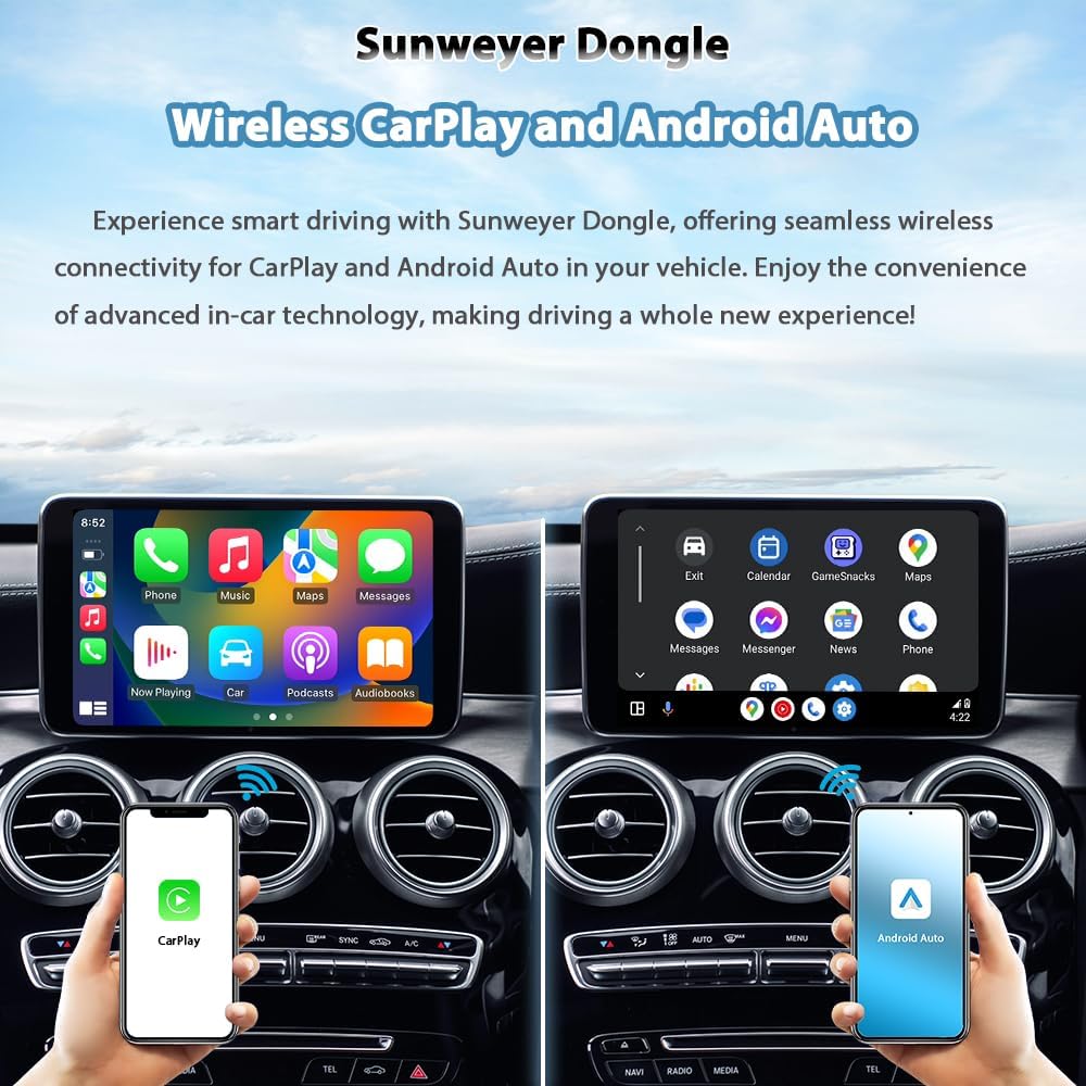 2024 Latest Wireless CarPlay & Android Auto Dongle 2 in 1 Auto Connect Box,USB Type-C Port,Supports Online Updates Wired to Wireless Adapter