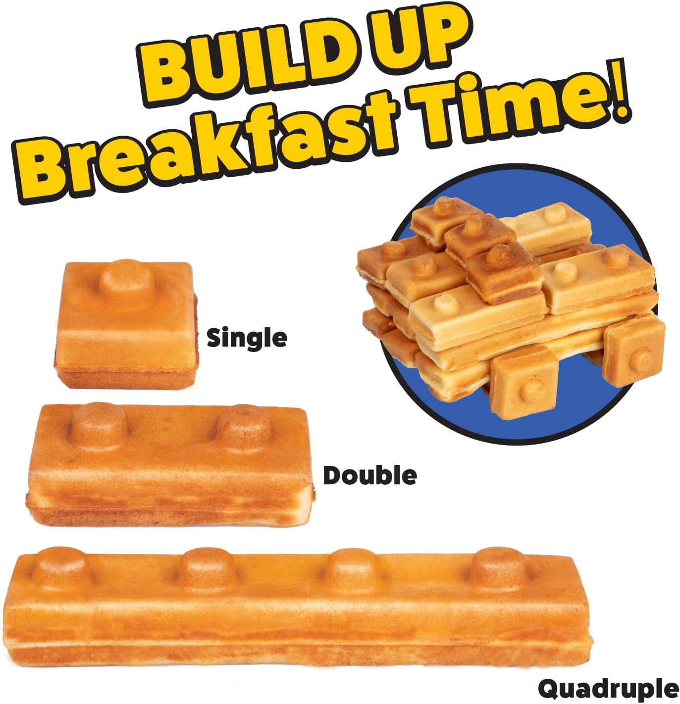 Building Brick Electric Waffle Maker- Cook Fun Buildable Waffles, Pancakes in Minutes- Build Gingerbread Houses, Cars & More Out of Stackable Waffles- Bite Sized for Kids, Nonstick Iron- Fun Xmas Gift