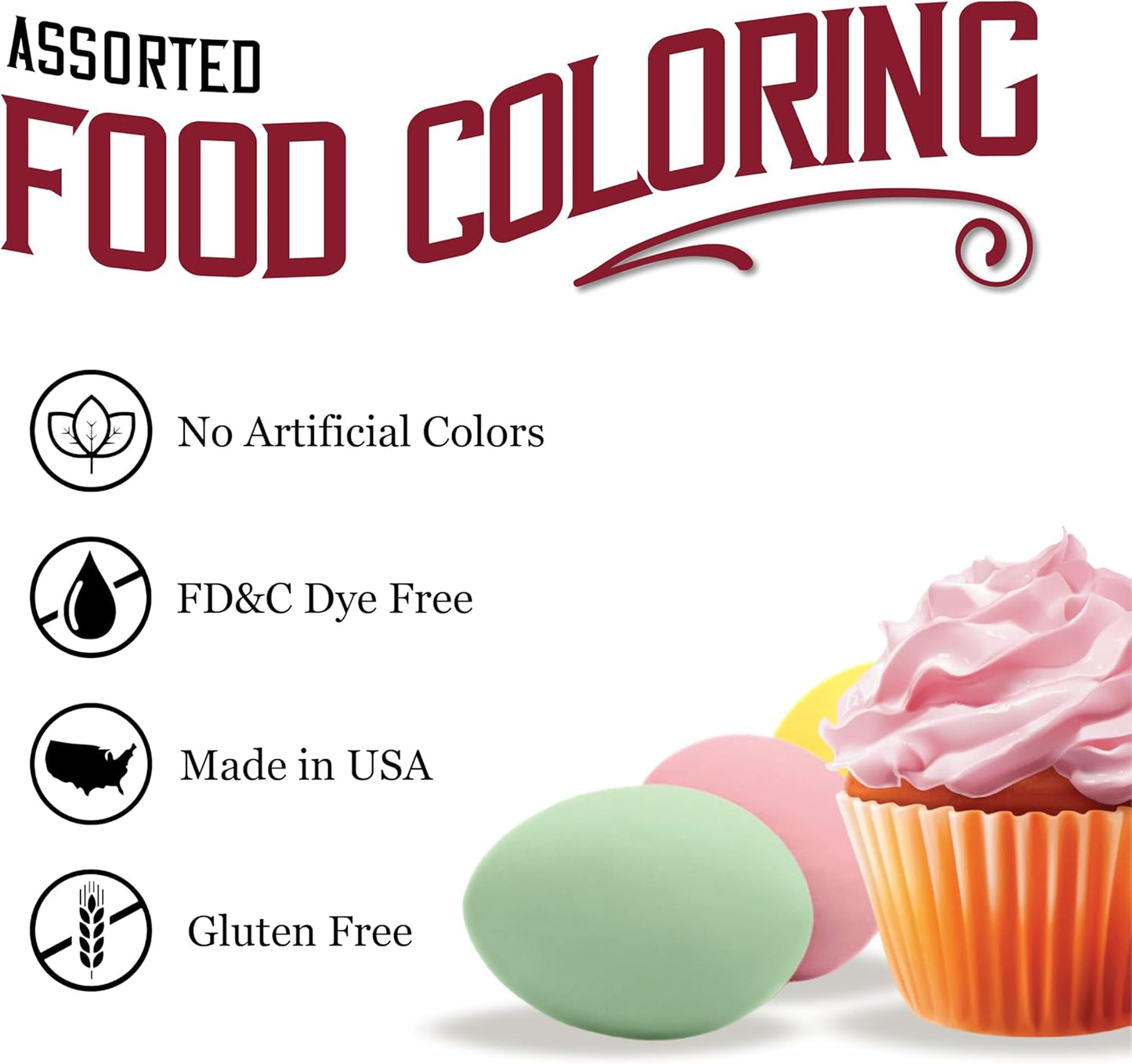 Watkins Assorted Food Coloring, 1 Each Red, Yellow, Green, Blue, Total Four 0.3 oz bottles, 4 Count (Pack of 1)