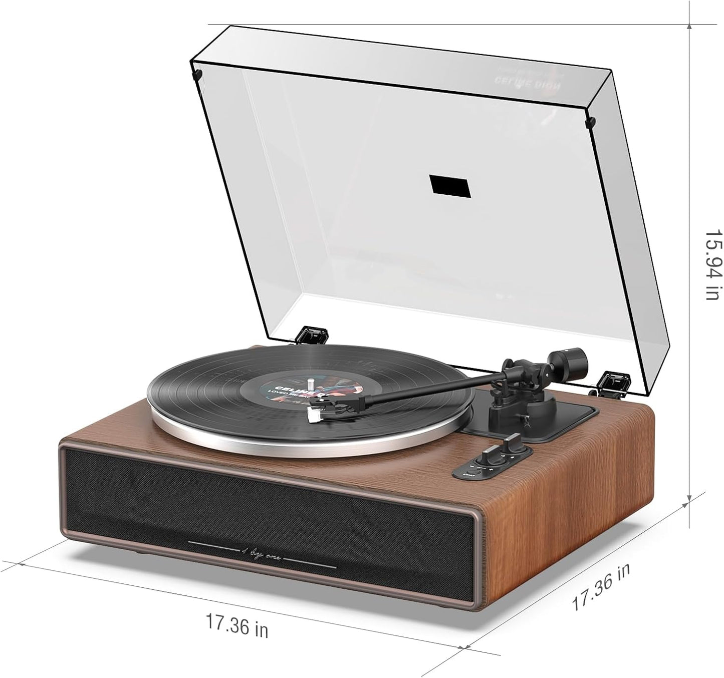 1 by ONE High Fidelity Belt Drive Turntable with Built-in Speakers, Vinyl Record Player with Magnetic Cartridge, Bluetooth Playback and Aux-in Functionality, Auto Off