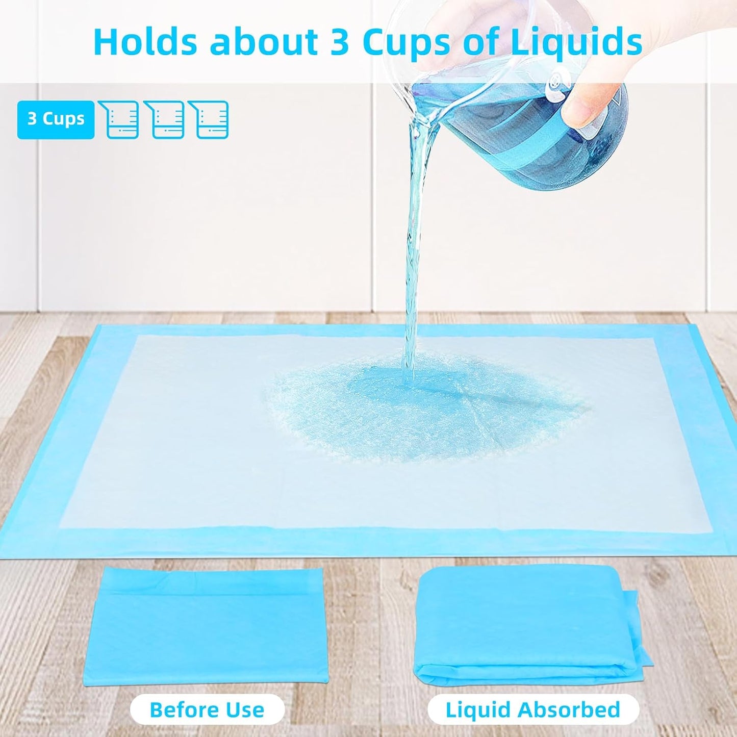 FluffyDream Super Absorbent Waterproof Dog and Puppy Pet Training Pad, Housebreaking Pet Pad,Blue (23.6"x23.6"(40PCS))