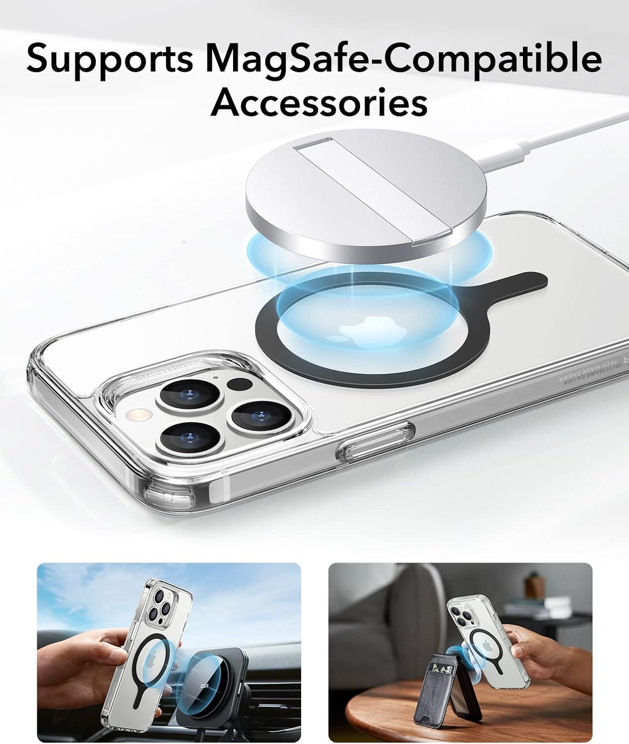 ESR for MagSafe Sticker 360, MagSafe Ring Magnet (HaloLock), 2 Pack Magnetic Ring, Universal Magnetic Wireless Charger Conversion Kit for iPhone 16/15/14/13/12/11, Galaxy S23/S22/S21 and More, Black