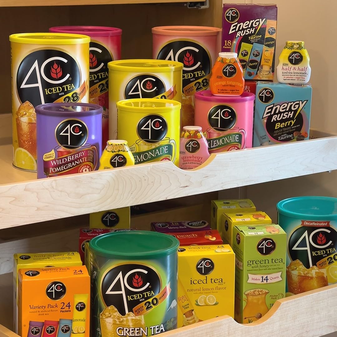 4C Powdered Drink Mix Canister, Wildberry Pomegranate 6 Pack, 9 Quarts, Family Sized Bin, Thirst Quenching Flavors