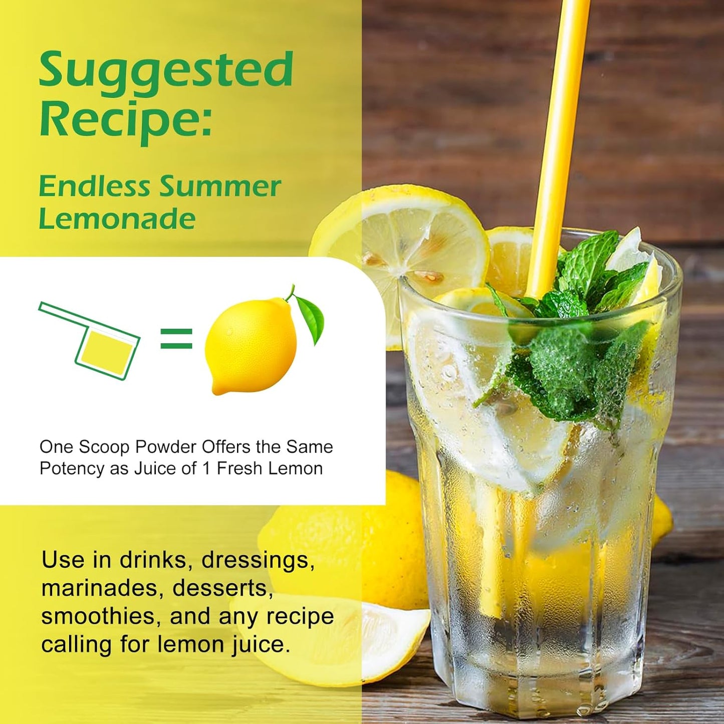 TALCUFON Freshly Squeezed Lemon Powder 10 Oz, Just Cold Pressed, Freeze Dried Lemon Juice Powder No Added Sugar, Gluten Free, Non-GMO Great Flavor for Drinks, Smoothie, & Beverages 284G