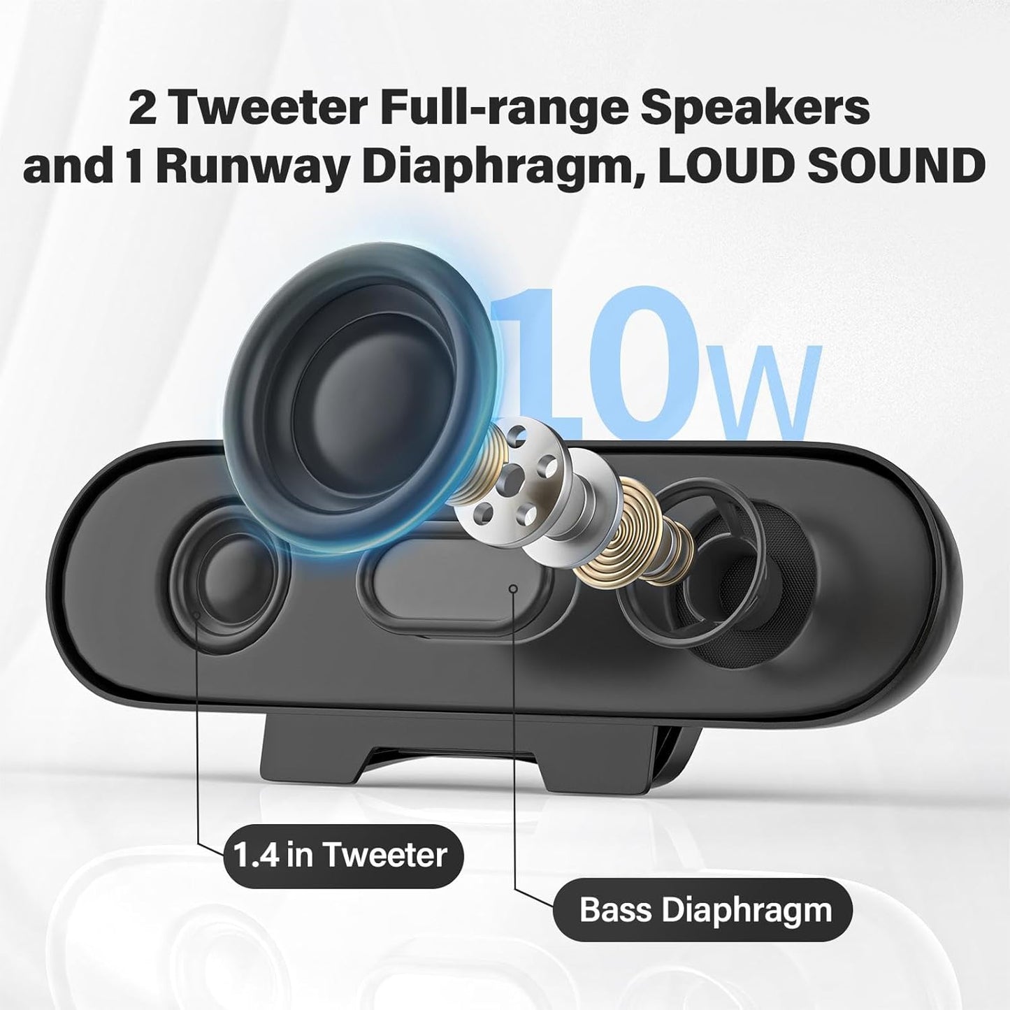Computer Speakers for Desktop Monitor,Single USB Speakers for Desktop PC,Laptop Speaker with Loud Sound,Volume Control Easily Clamps to Monitors(USB-C to USB Adapter Included) (Black)