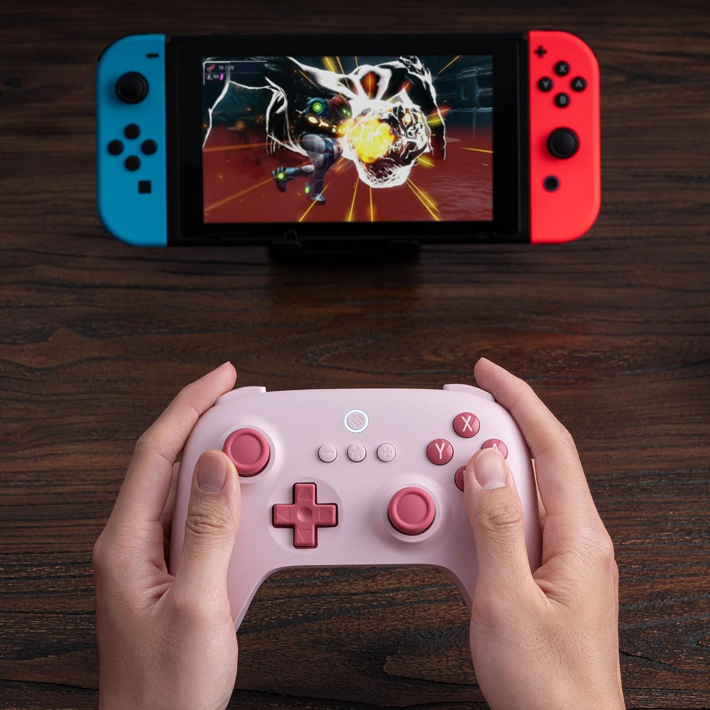 8Bitdo Ultimate C Bluetooth Controller for Switch with 6-axis Motion Control and Rumble Vibration (Pink)