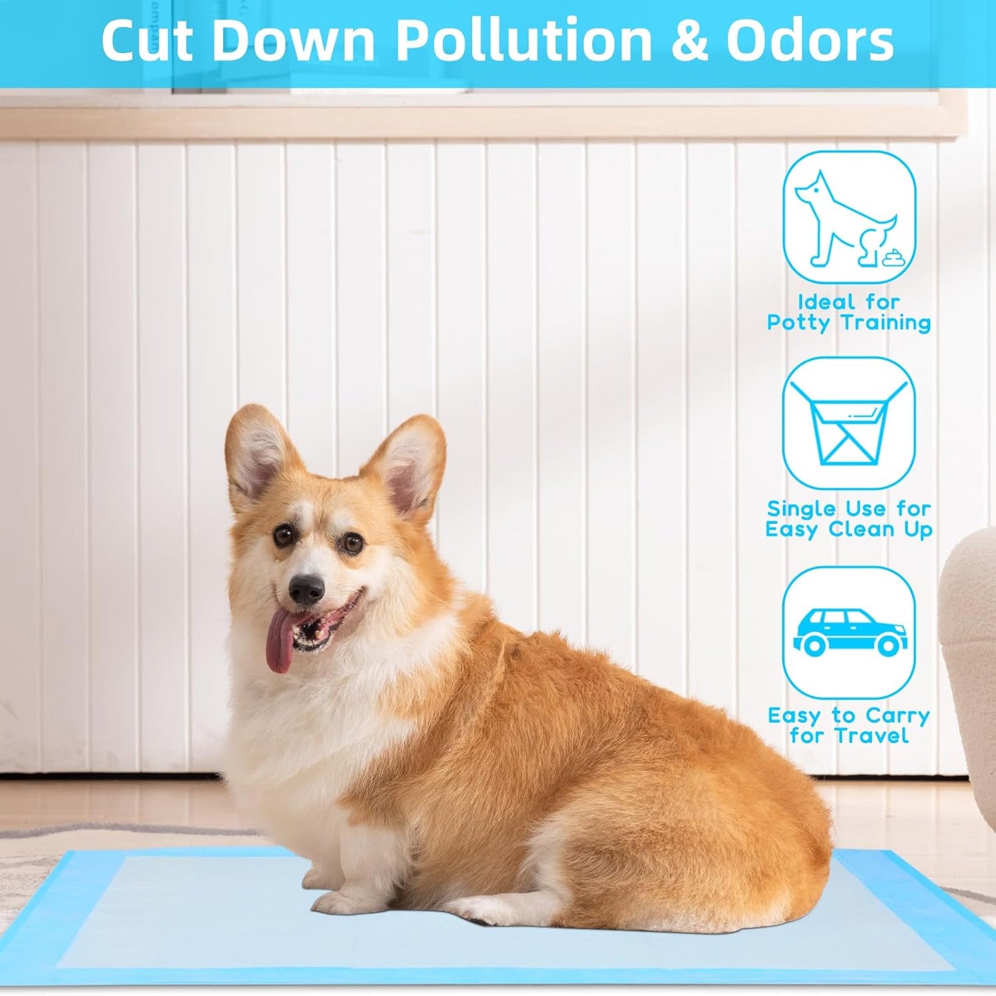 FluffyDream Super Absorbent Waterproof Dog and Puppy Pet Training Pad, Housebreaking Pet Pad,Blue (23.6"x23.6"(40PCS))