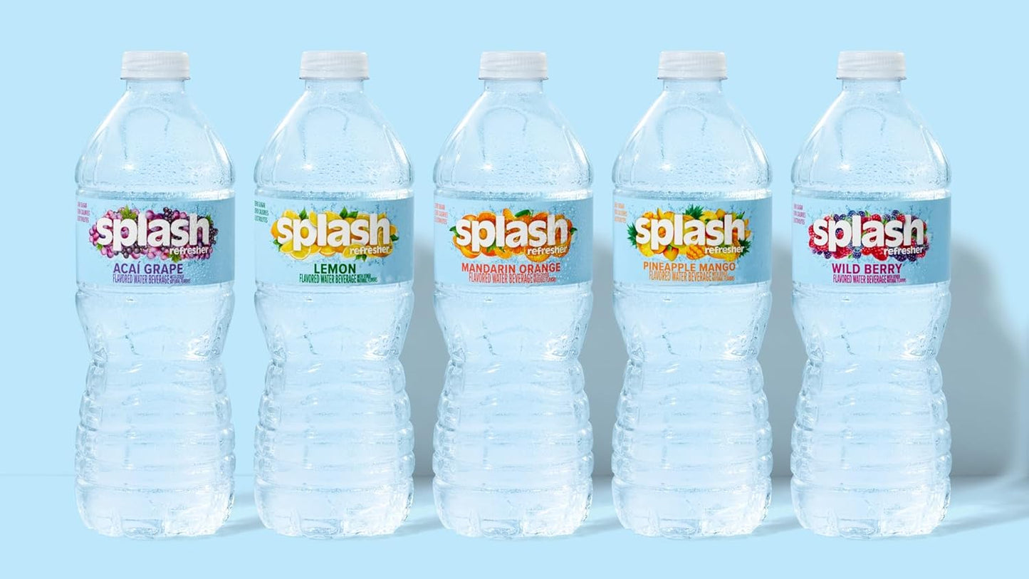 Splash Refresher Mandarin Orange Flavored Water, 16.9 Fl Oz, Plastic Bottle, Pack of 6