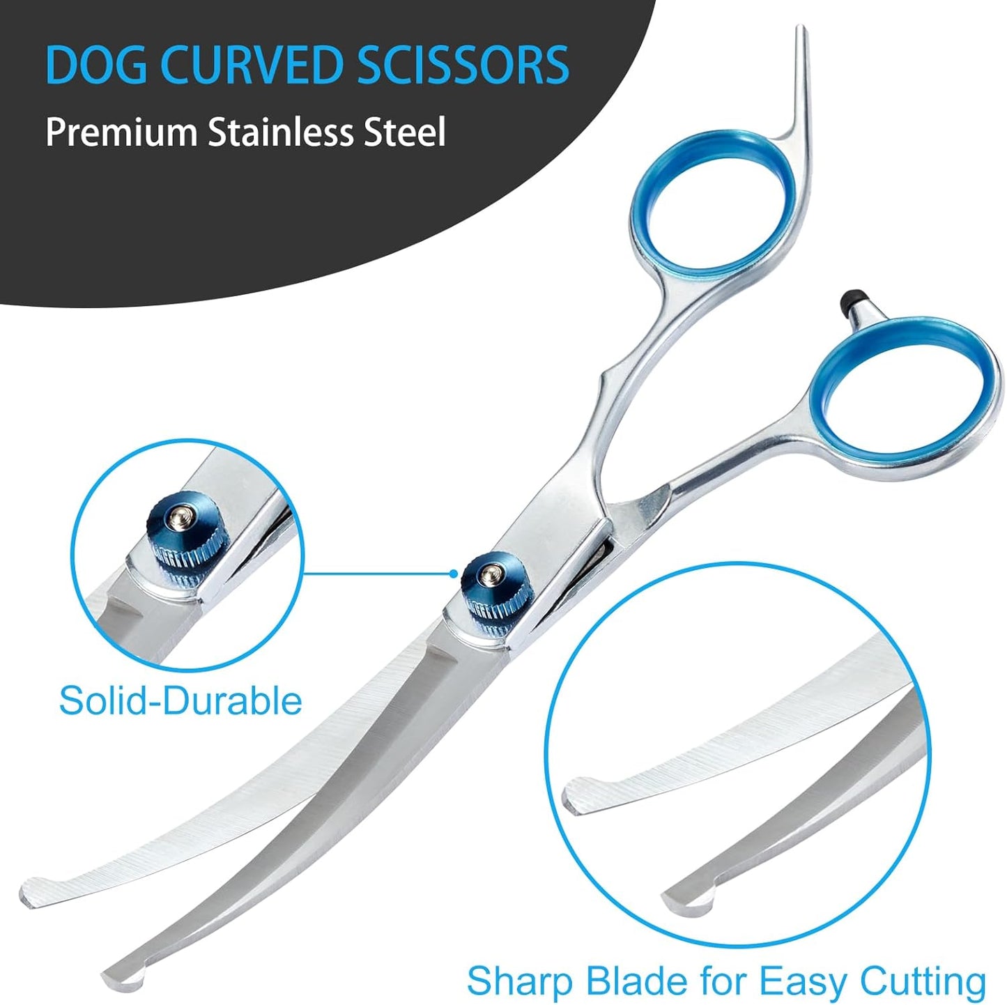 5 in 1 Premium Dog Grooming Scissors, Professional Dog Scissors for Grooming with Safety Round Tips, Lengnoyp Stainless Steel Thinning Shears, Dog Pet Cat Shears for Grooming Kit