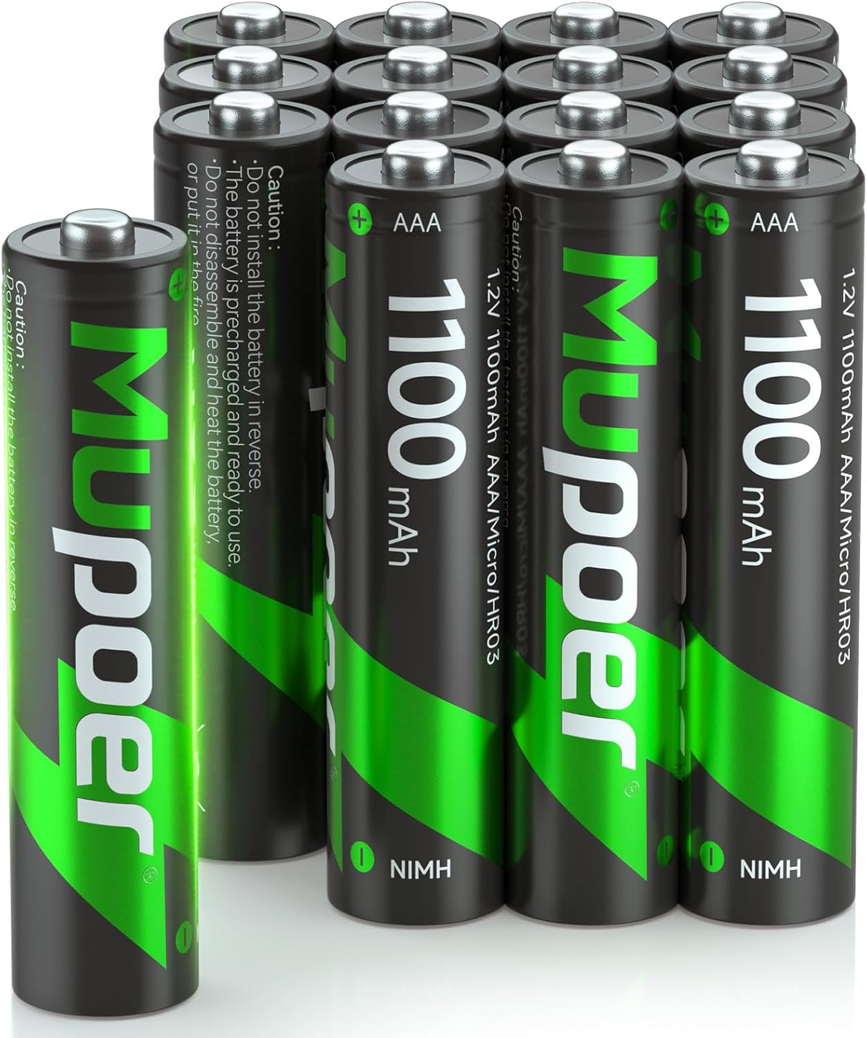 16 Pack Rechargeable AAA Batteries, 1100mAh Ni-MH Triple A Battery, High Capacity and Low Self Discharge Batteries,1.2V Triple AAA Batteries