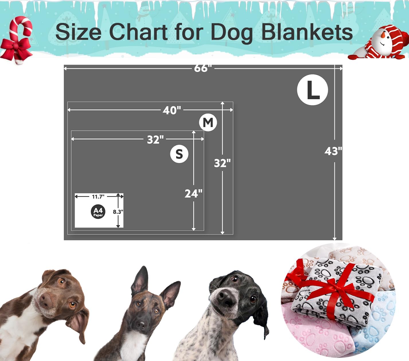 Stuffed® Premium Soft Dog Blanket Washable, 40"x32" Cat Blanket for Indoor Cats Large Medium Small Dog Gifts (Grey)