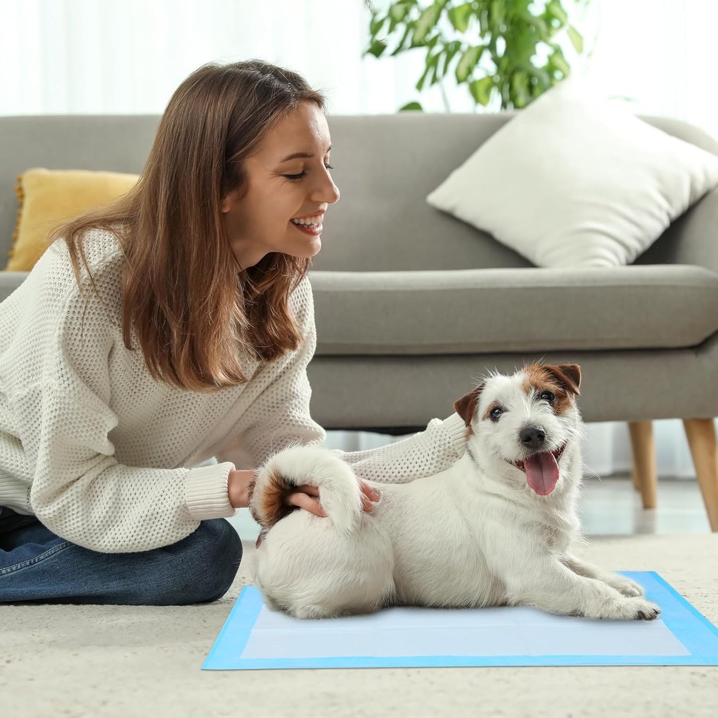 FluffyDream Super Absorbent Waterproof Dog and Puppy Pet Training Pad, Housebreaking Pet Pad,Blue (23.6"x23.6"(40PCS))