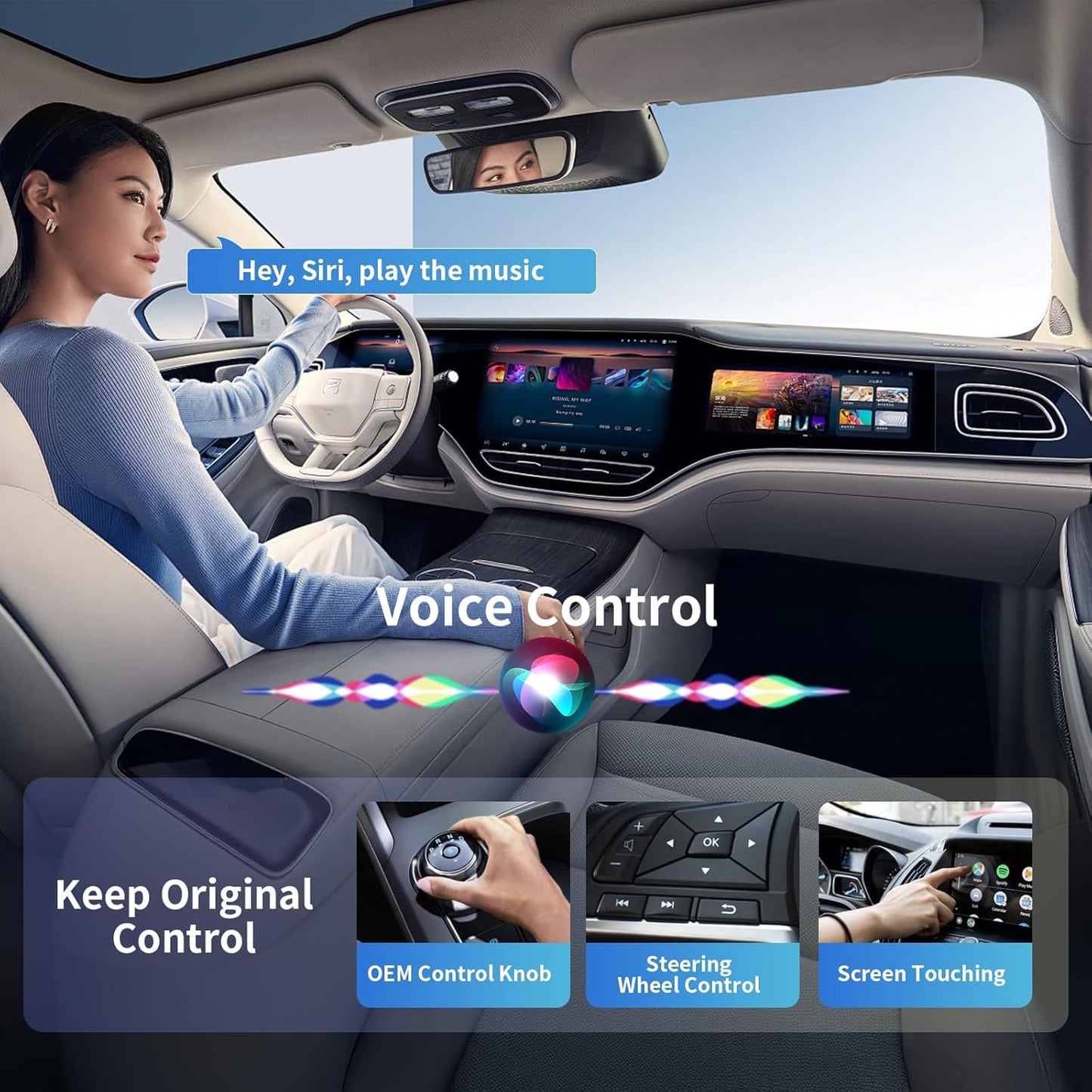 2-in-1 Wireless Carplay Adapter, Wireless Car Play and Android Auto Adapter Convert Wired to Wireless Dongle for Apple Android,Plug and Play Stable Connection for iOS 10+&Android 10+ for Car from 2016