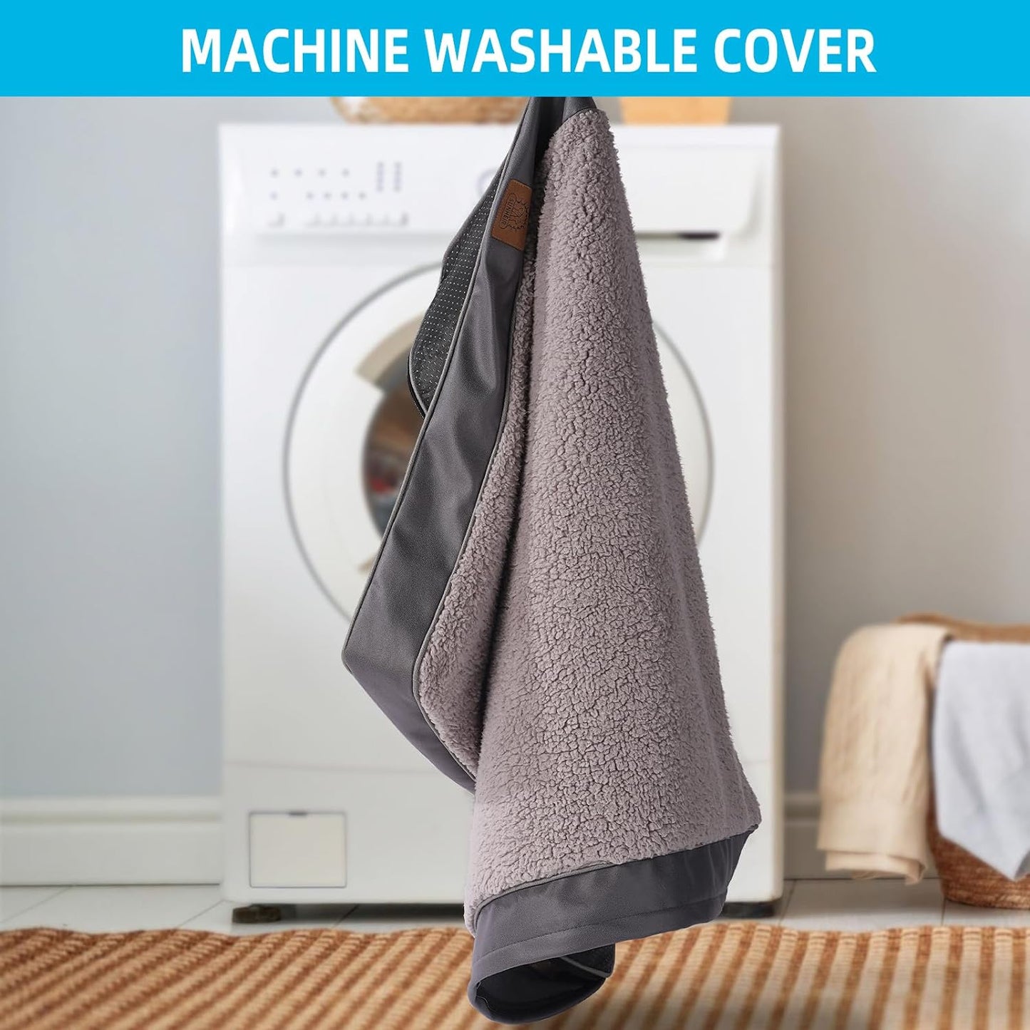 Orthopedic Dog Bed for Large Dogs - Big Waterproof Dog Bed with Removable Washable Cover & Anti-Slip Bottom, Extra Large Dog Crate Bed, Deluxe Plush Pet Bed Mat (Grey)