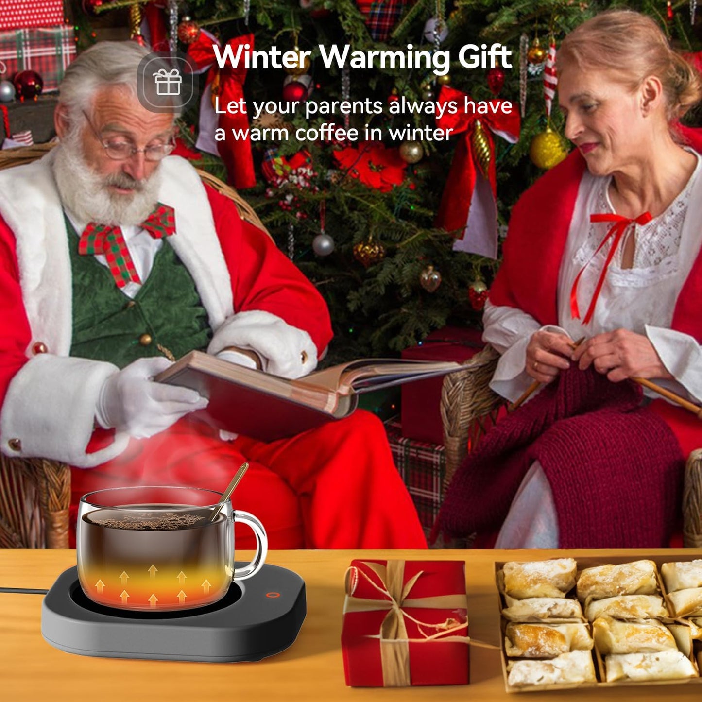 Enhanced Candle Wax Melt Warmer for Jar Candles, Safely Releases Scents Without Flame, Coffee Mug Warmer for Desk, Gravity-Induction Auto Shut Off, Electric Self Heated Plate for Heating Milk Tea