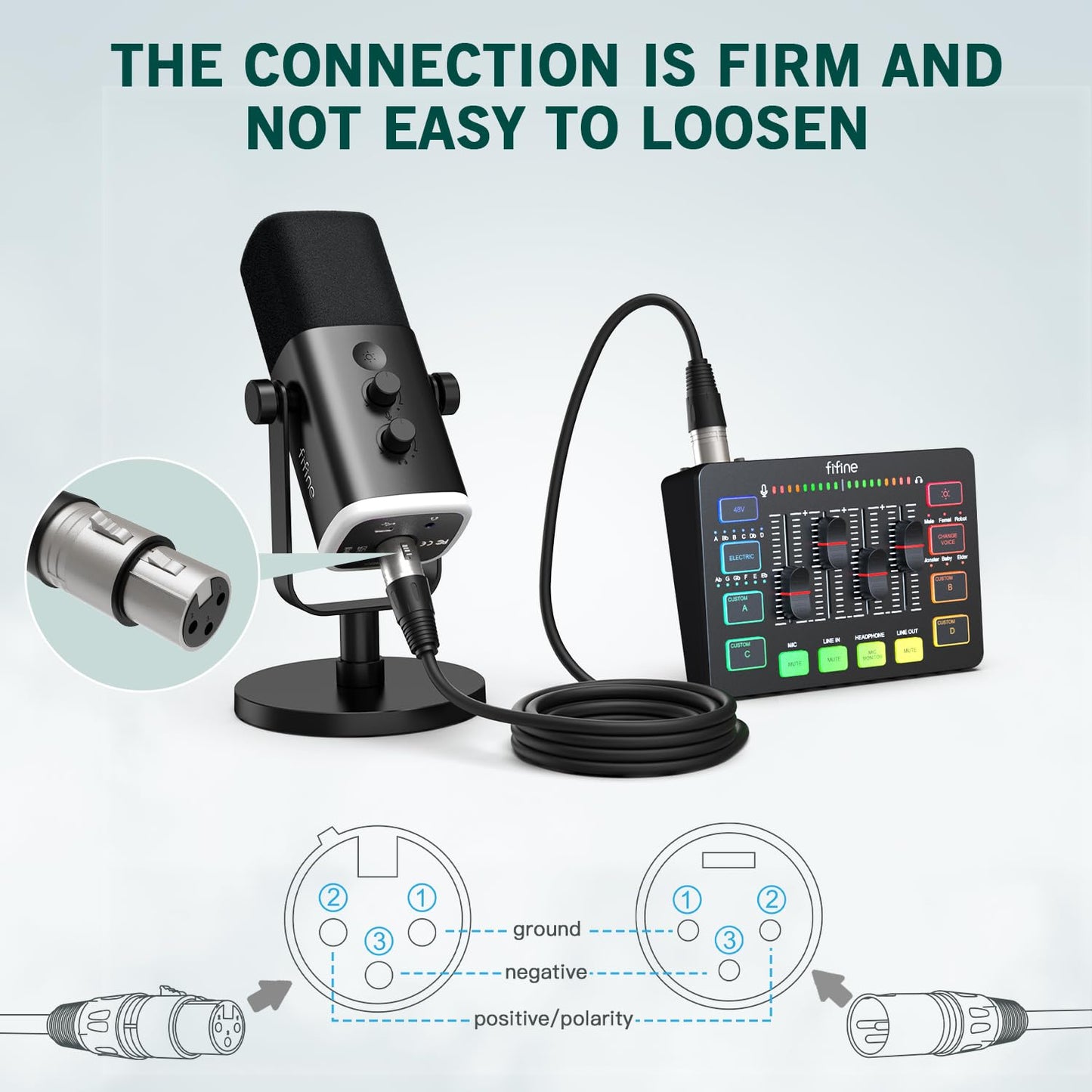 FIFINE XLR Cable, 10ft Cable with Balanced 3 PIN, XLR Male to Female Mic Audio Cord, XLR Speaker Cable, Mic Wire, Compatible with XLR Microphone for Recording Podcast Streaming, Black-L9