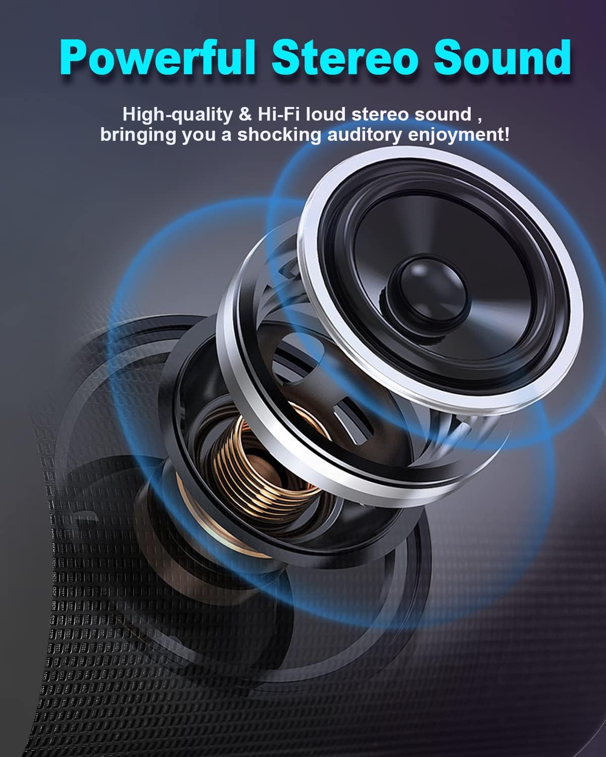 Bluetooth Speaker, Wireless Portable, HD Stereo Sound,with Cool Dynamic LED Lights, IPX4 Waterproof, BT5.3, Dual Surround Pairing, Him Her Man Teens Electronic Gadgets Gifts, for Outdoor Camping Party