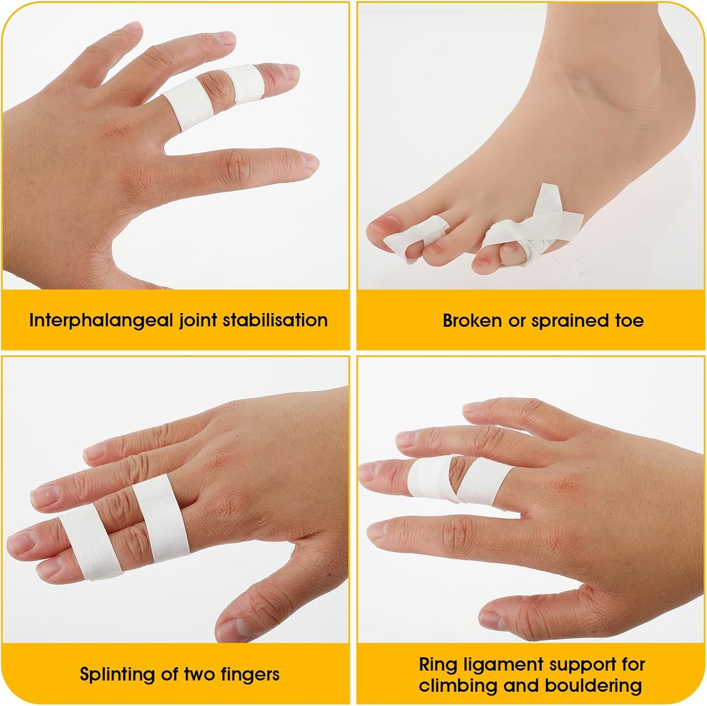Finger Tape, White Extra Strong 0.6-Inch x 32-feet Athletic Tape for Fingers Feet Sweat Volleyball Finger Tape for Outdoor Sports Climbing Football (2)