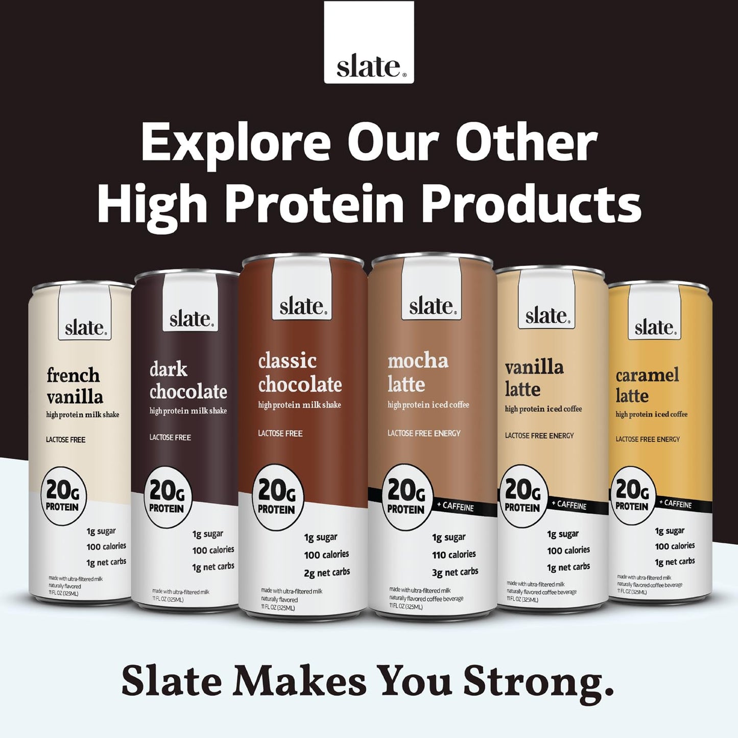 Slate Milk - High Protein Drink Mix Powder - Vanilla Cream, 34 Servings Bag - Lactose Free, 20g Protein, 0g Sugar, 90 Calories, 1g Carbs, No Added Sugar - Breakfast Boost - Post Workout - 1.87 lbs