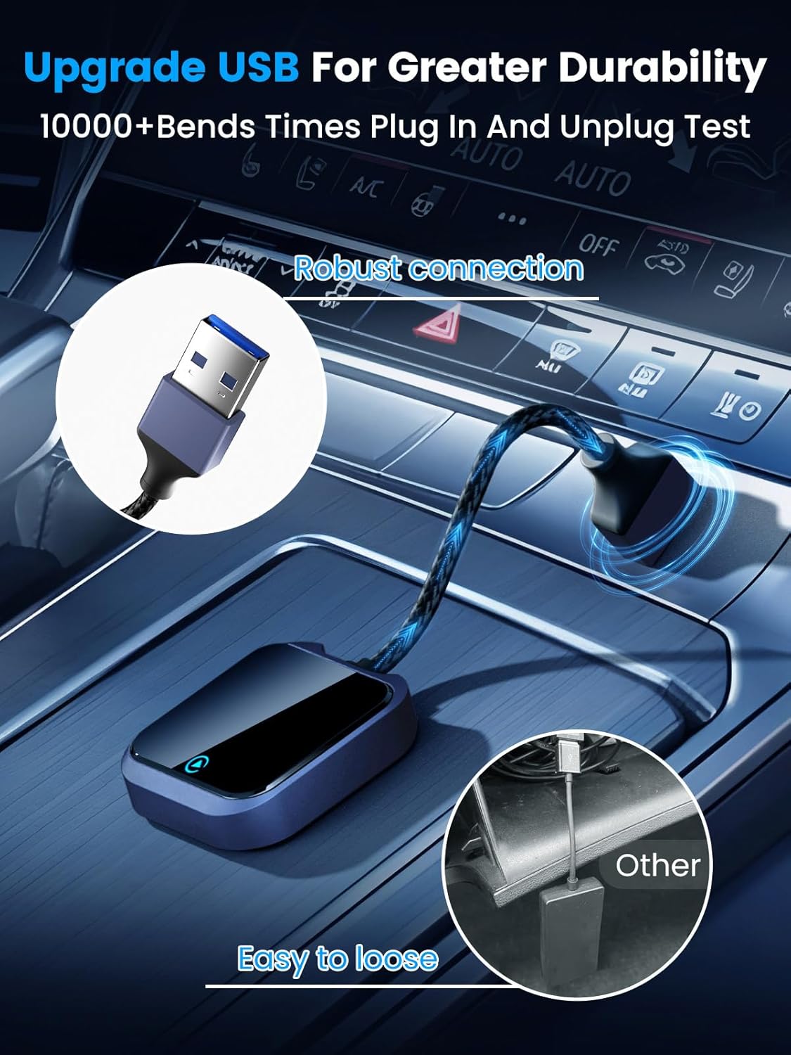 Carplay Wireless and Android Auto Wireless Adapter with Fast Stable 5Ghz WiFi Bluetooth, Wireless Android Auto Car Adapter Applies to Cars After 2016 & Phone with Android10+& USB-A/Type-C