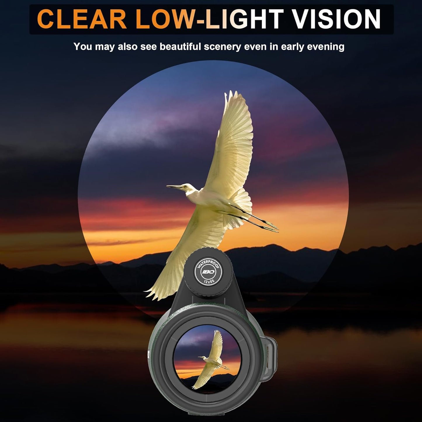 12x55 UHD Monocular for Adult with Tripod Hand Strap Smartphone Adapter, Waterproof Monocular Telescope High Powered with BAK4 Prism & FMC Lens for Camping Travel Hiking Bird Watching Hunting