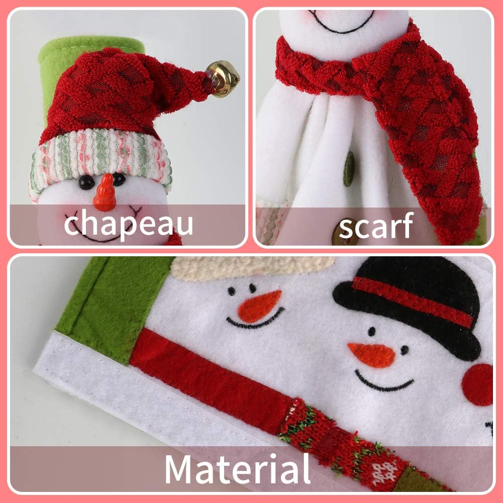 OurWarm Christmas Refrigerator Handle Covers Set of 4, 3D Cute Snowman Fridge Door Cover Kitchen Appliance Handle Covers for Kitchen Christmas Decorations
