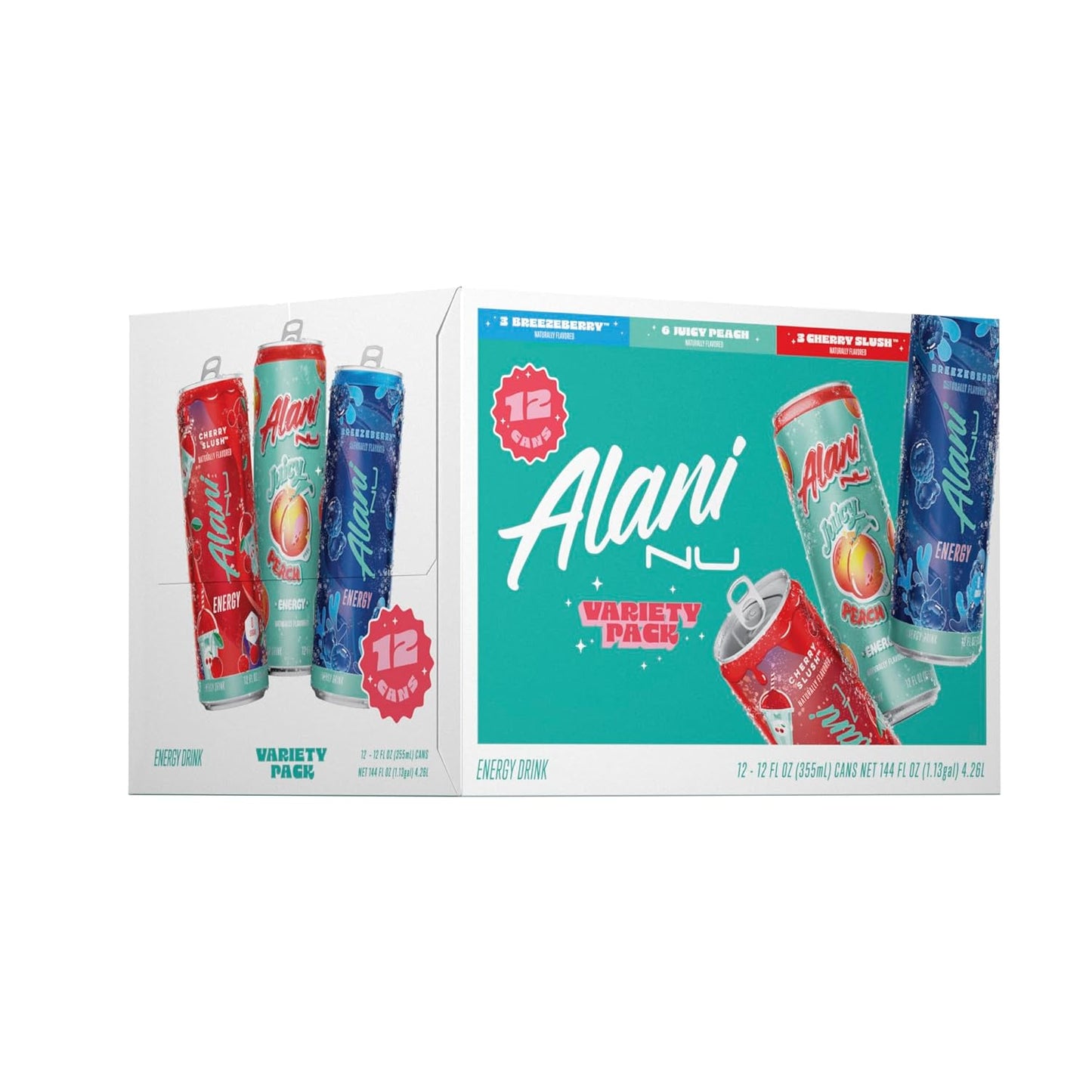 Alani Nu Variety Pack Sugar Free, Low Calorie Energy Drinks | 200mg Caffeine | Biotin, B Vitamins | Zero Sugar | 15 Calories or Less | 12 Fl Oz Cans | 12 Pack