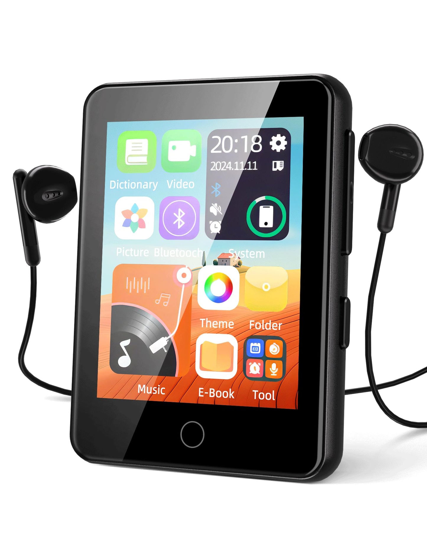 80GB MP3 Player with Bluetooth 5.3, Portable 2.4" Full Touch Screen Music Player for Kids, with HiFi Lossless Sound Speaker,Dictionary,Video,FM Radio,Voice Recorder,E-Book Function,Earphones Included