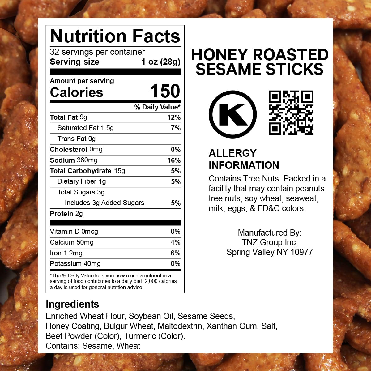 Sesame Sticks Honey Roast Flavor - Delicious and Fresh Sesame Sticks Snacks with the Perfect Mix of Sweet and Salty Flavor for Midday Snacking, Office On-The-Go Indulgence, 2LB